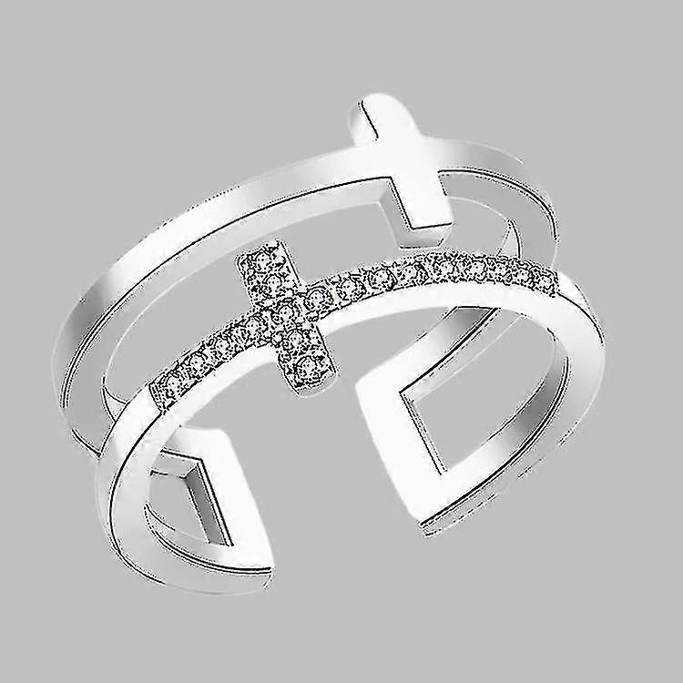 Double Cross Open Ring Diamond Ring Jewelry