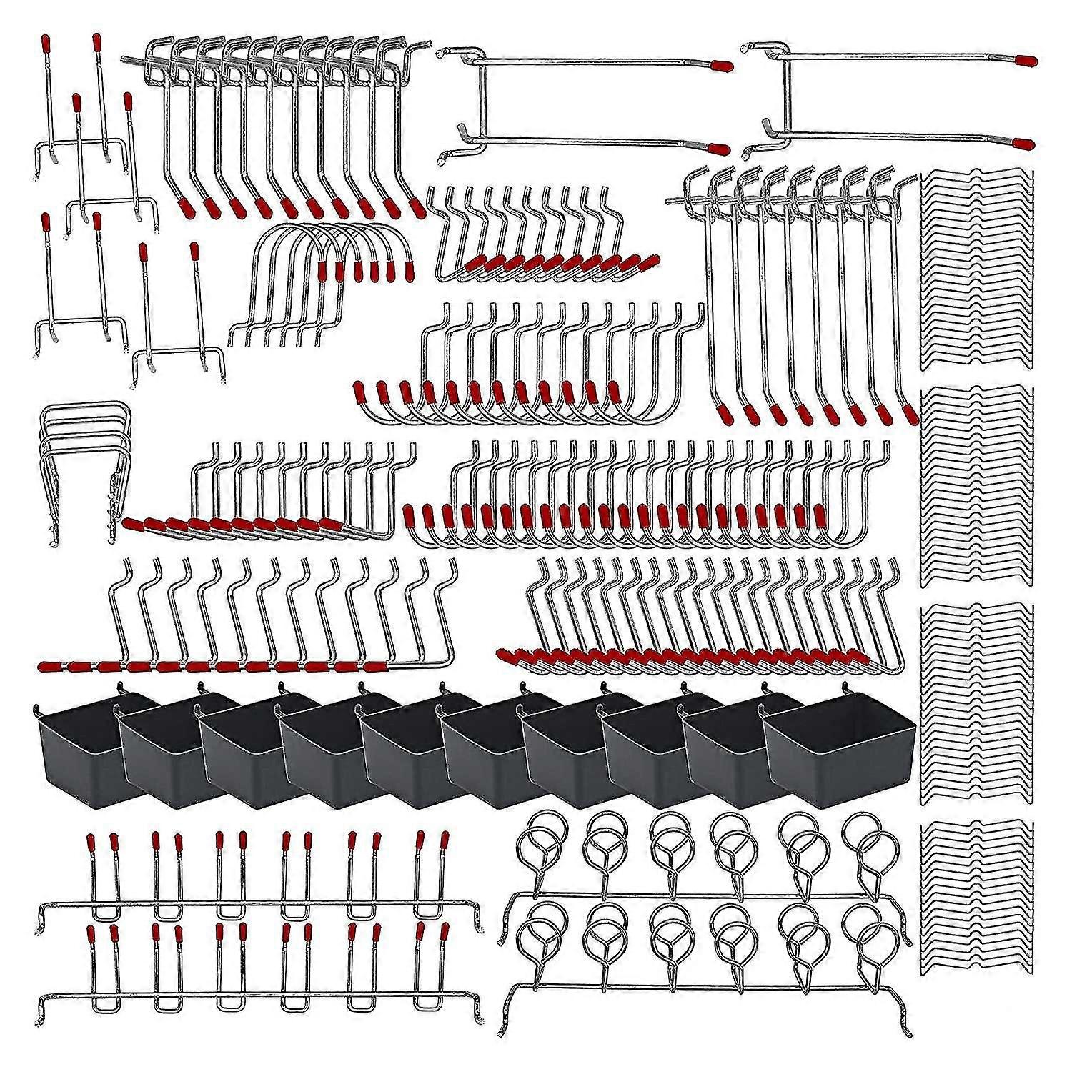 228 Stück Pegboard Hooks Sortiment mit Metallhaken Sets, Pegboard Behälter, Peg Schlösser für die Organisation St