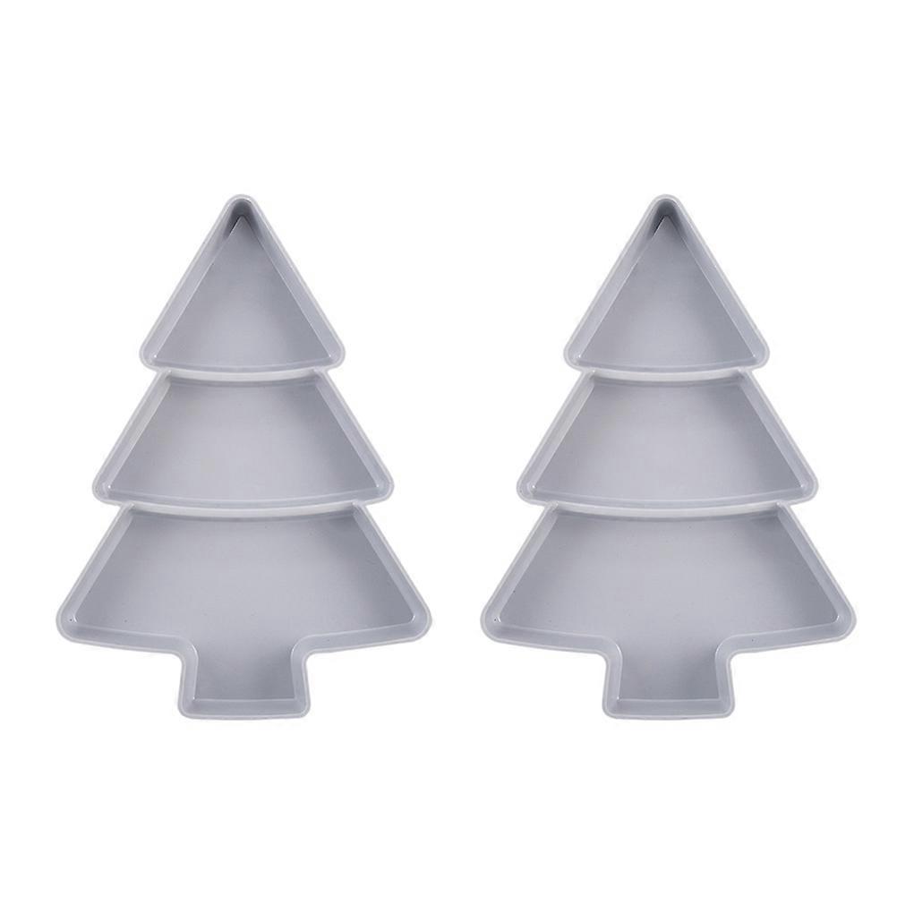 2Pcs Multifunction Christmas Tree Shape Fruit Plates Plastic Candy Snack Trays