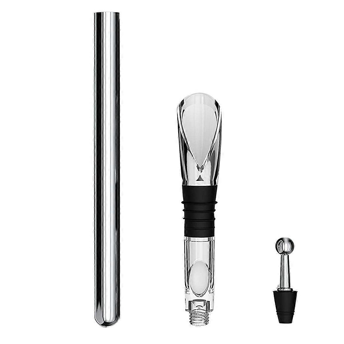 عصا تبريد النبيذ مع المدفق - هدية مثالية لملحقات النبيذ لمحبي النبيذ I Wine Cooler Set ل