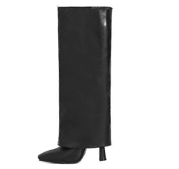 Femmes Bottes Hautes De Mollet Large Fold Over Wedge Boots