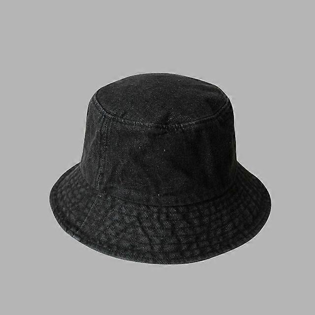 Retro Washed Cowboy Bucket Hat Mens Wide Brim Sunhat Spring Summer Solid Color Denim Panama Fisherman Cap