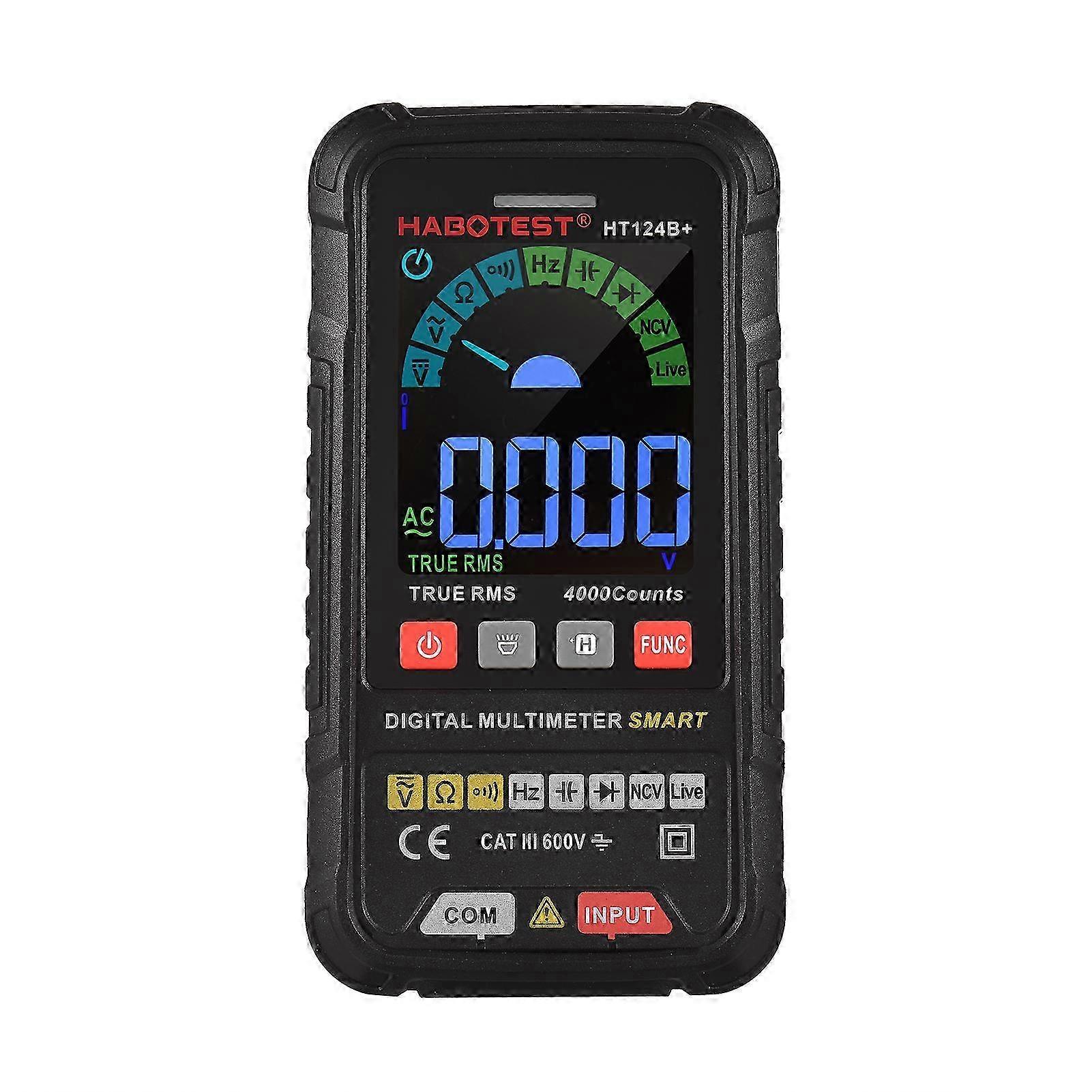 HABOTEST HT124B+ Multimeter 4000 zählt True RMS Smart Digital Multimeter 600V AC/DC Spannungswiderstand Durchgangsfrequenz Kapazitätsdiode NVC Liv