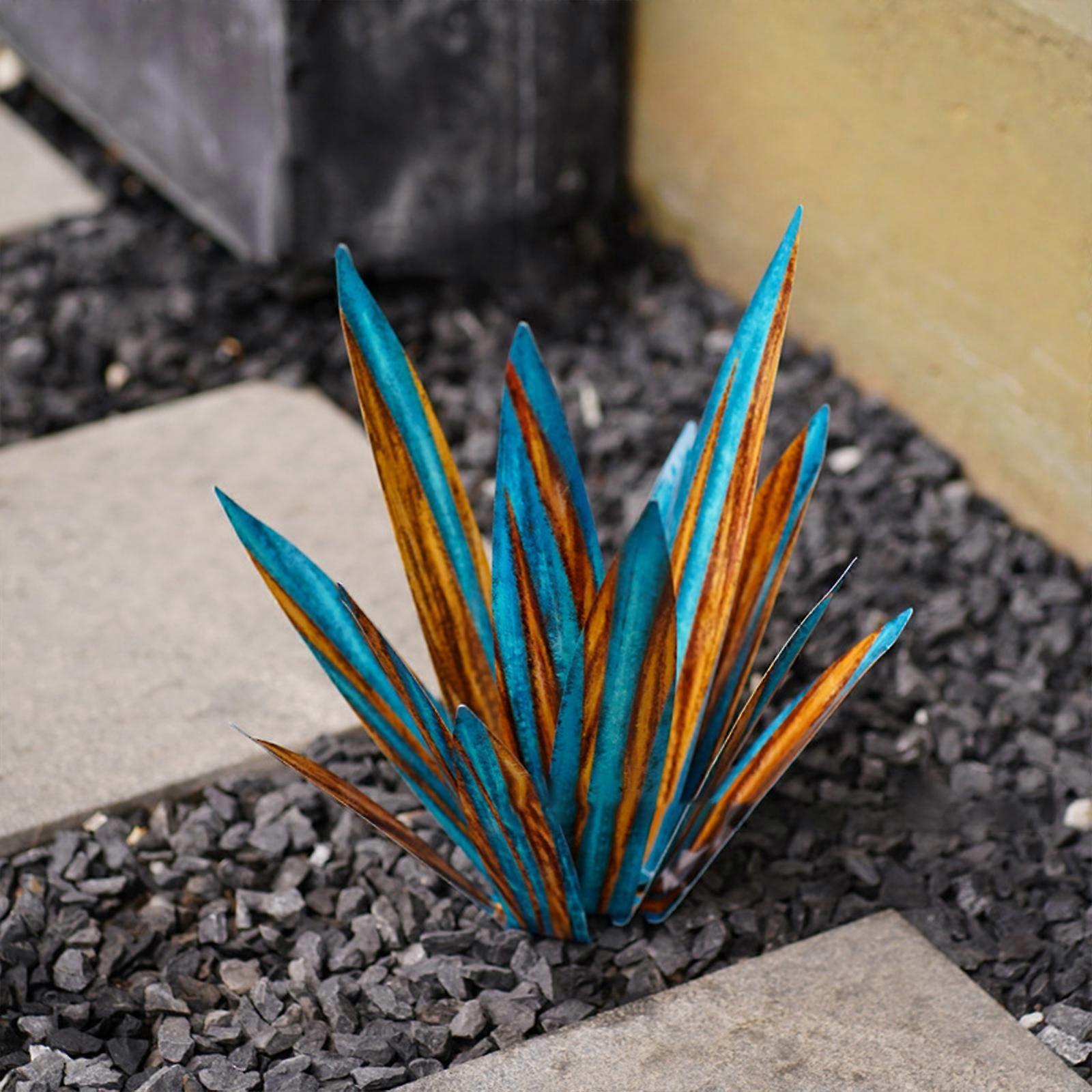 Tequila Rustik Skulptur DIY Metall Agave Växt Yard Decor, Rustik Handmålad Metall Agave Trädgårdsprydnader Utomhus Dekor Figurer 38/55cm