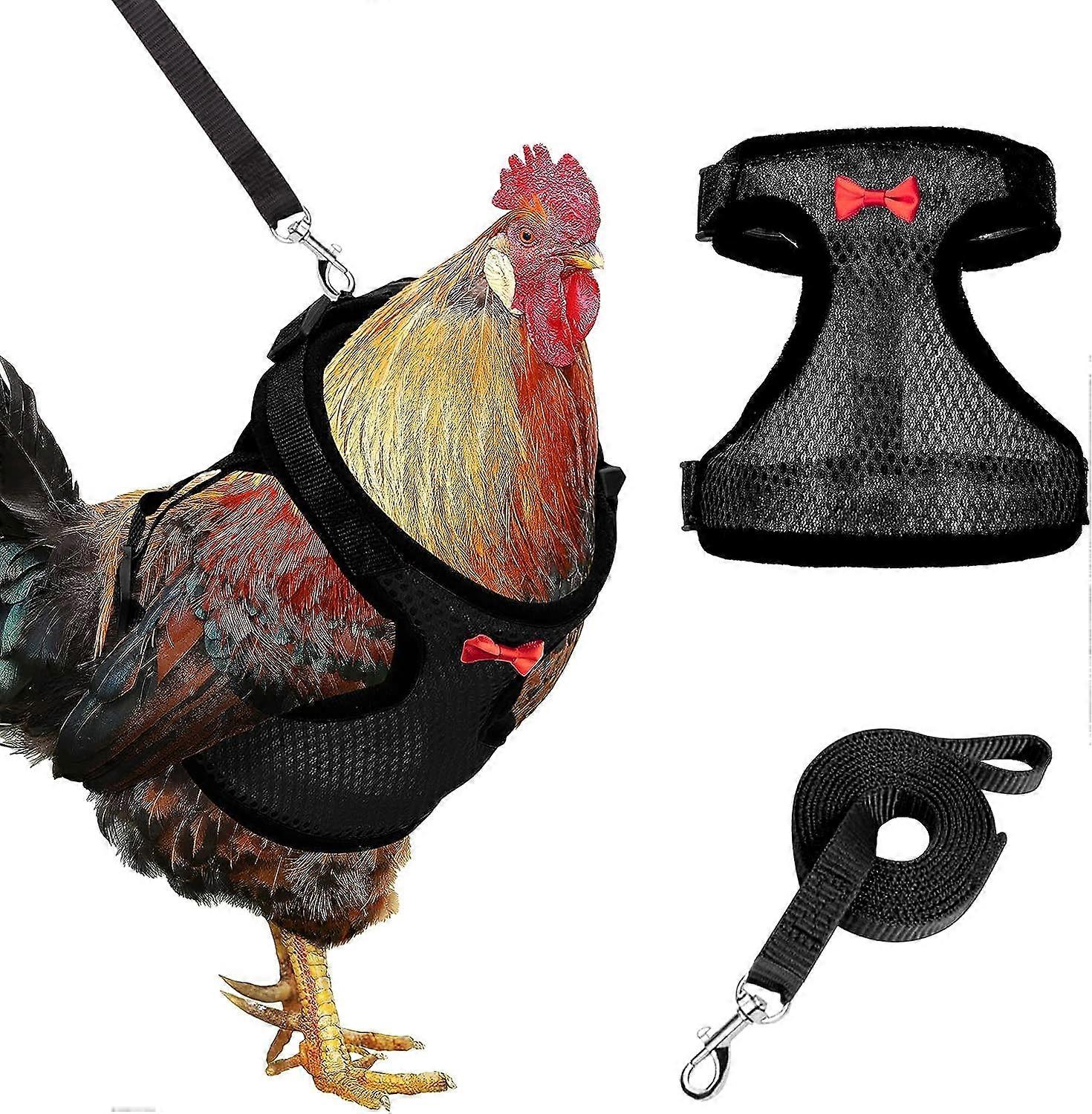 Chicken breast strap, upgraded double-adjustable chicken breast strap and belt set (black, S)