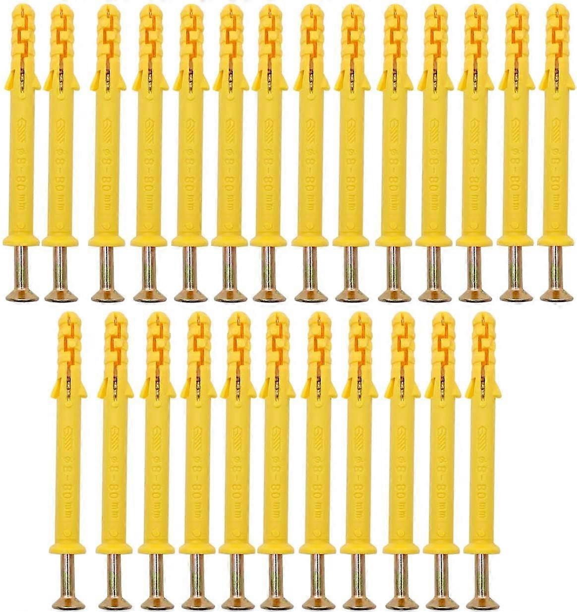 25 Dowels With Screws (M8*80) High Strength Box Screws Self Tapping Screws Can Be Used To Fix Plasterboard Walls, Easy To Use Dowel Screw Set
