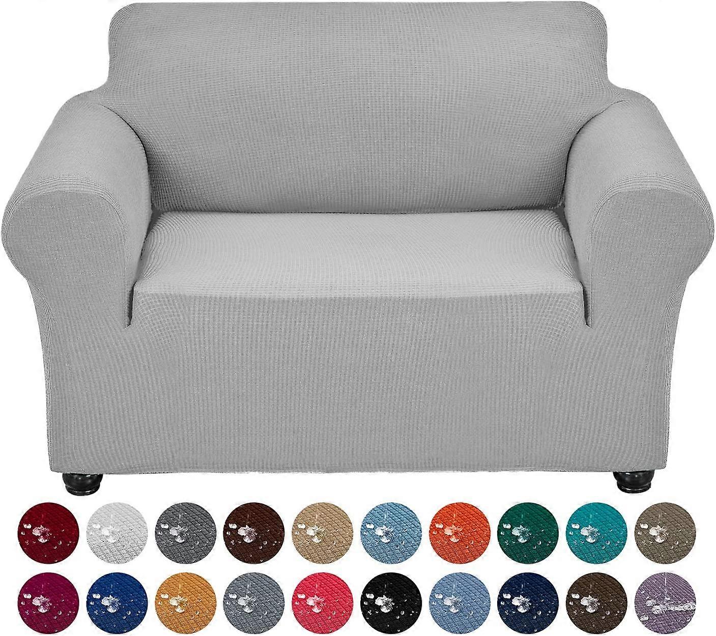 Fodera per divano per sedia elasticizzata, fodera per divano idrorepellente in 1 pezzo fodere per divani in tessuto jacquard spandex con fondo elastico (poltrona, argento)