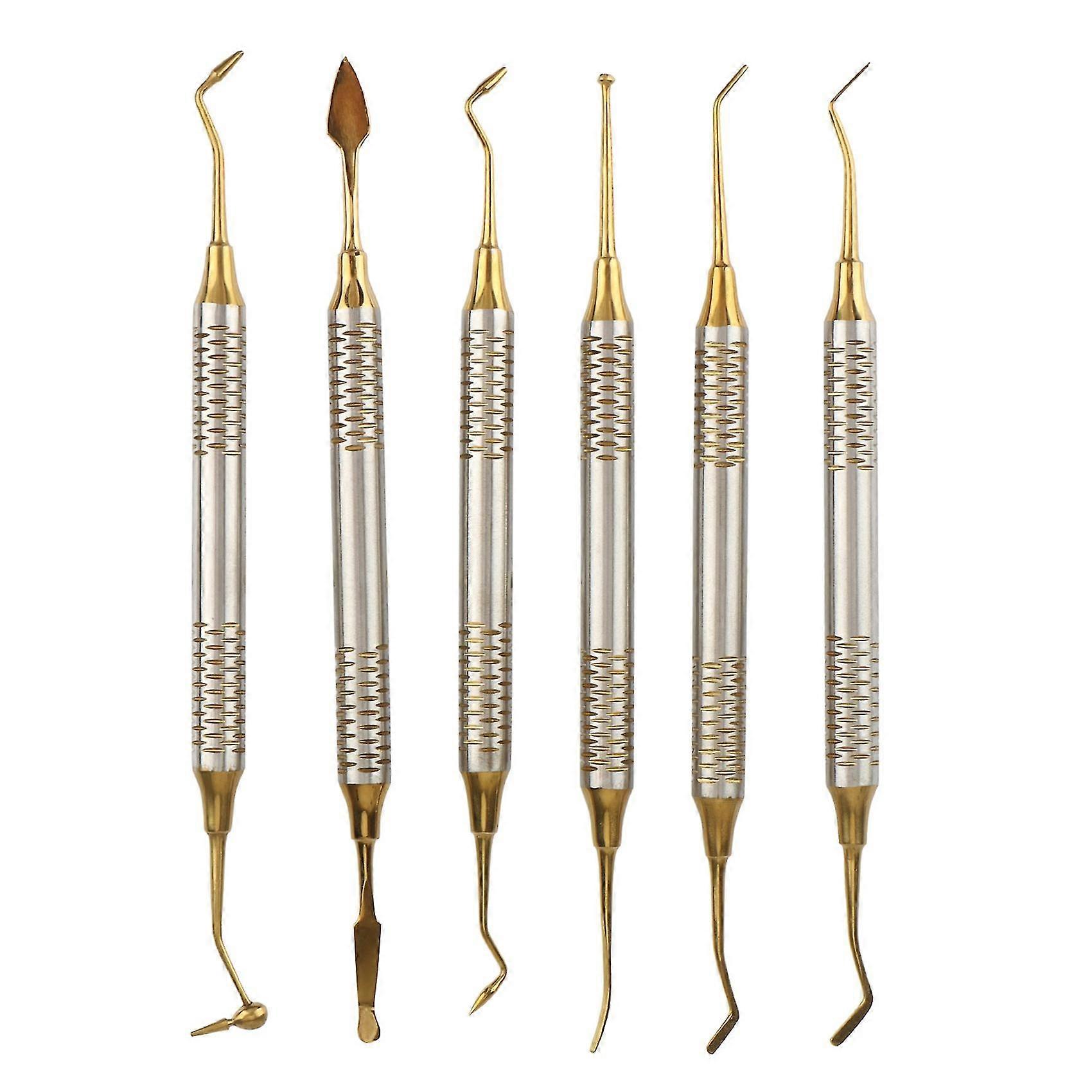 6pcs Dental Instrument Composite Resin Filling Spatula Titanium-plated Head Filling
