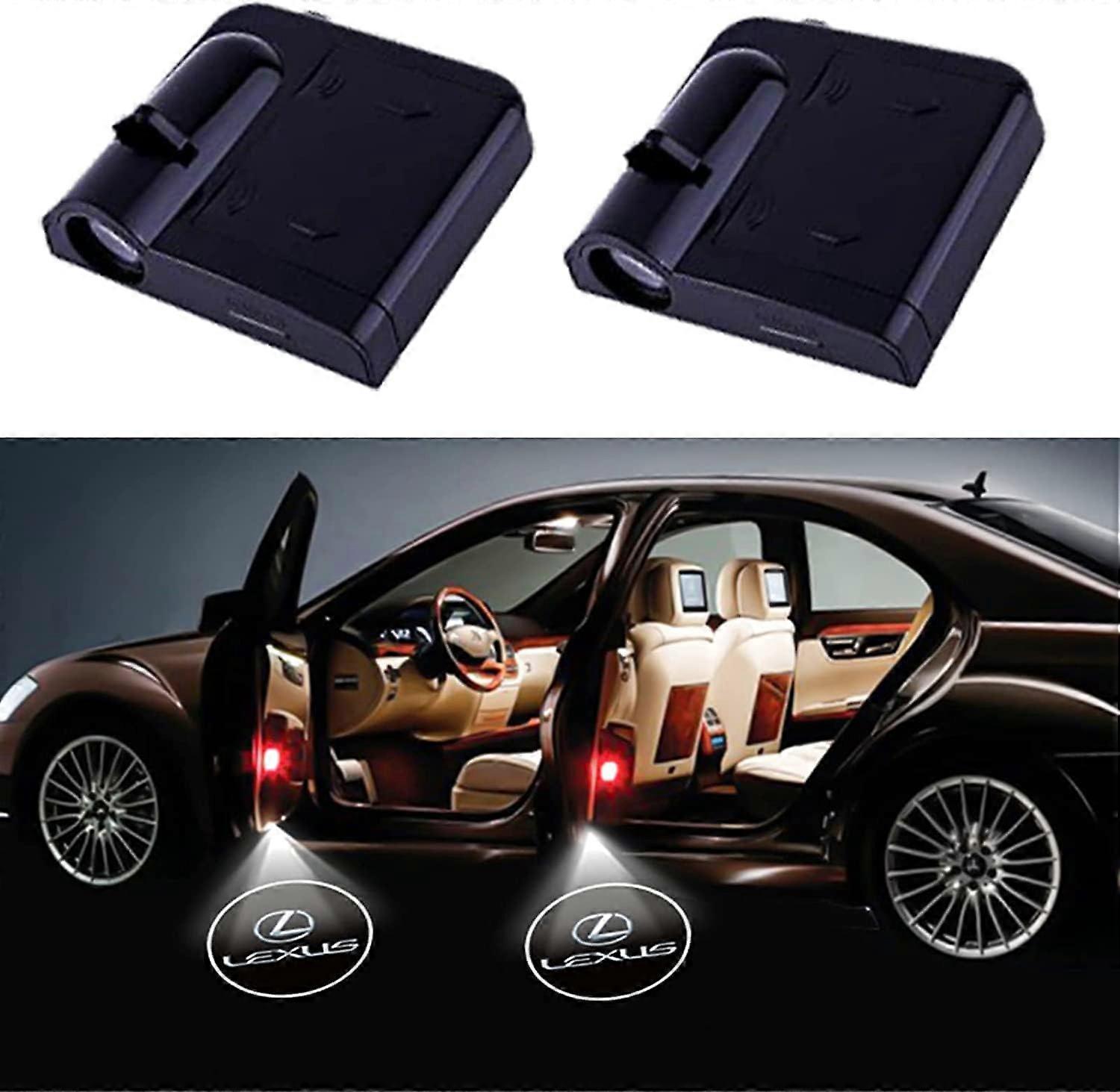 Advanced Wirrliss door light 2 pieces Easy installation Welcome laser projector can stick LED marker light Aperture magnet sensor Ghost lamp logo (VIP