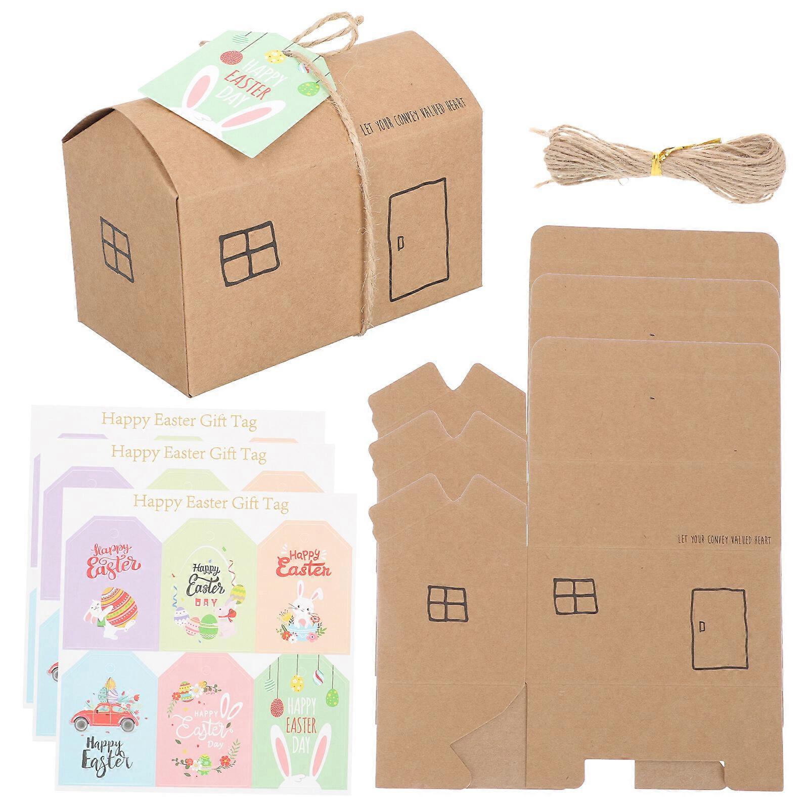 24 Sets of Retro Little House Candy Box Easter Party Baking Packing Box