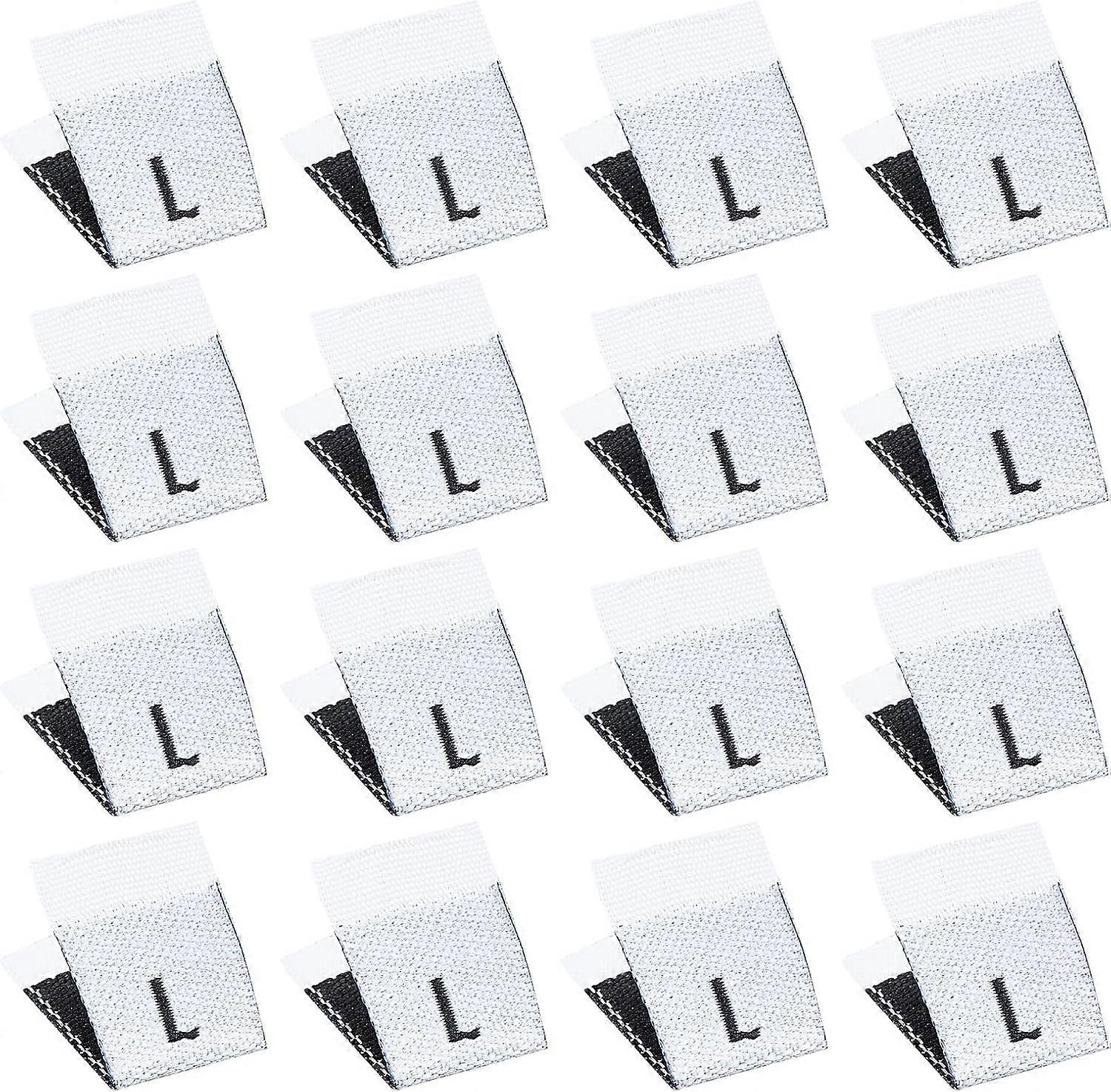 600 Pcs L Cotton Size Labels, White Embroidered Labels Tags Small Size Labels Sewing Clothing Size Labels Woven Crafting Label Tags Garment Shirts Dre