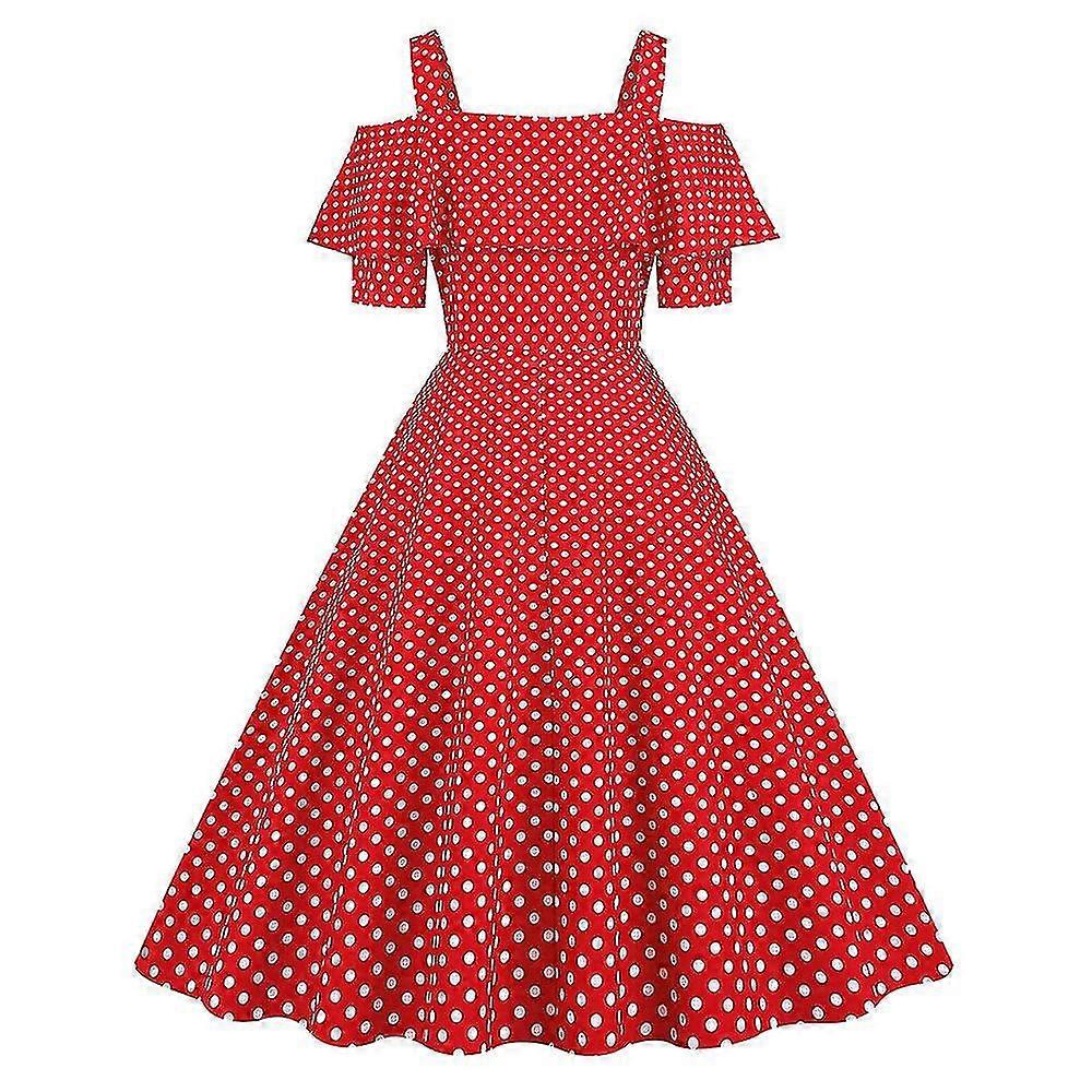 女性レトロポルカドットスイングドレス50年代60年代ロカビリーカクテルイブニングパーティードレス