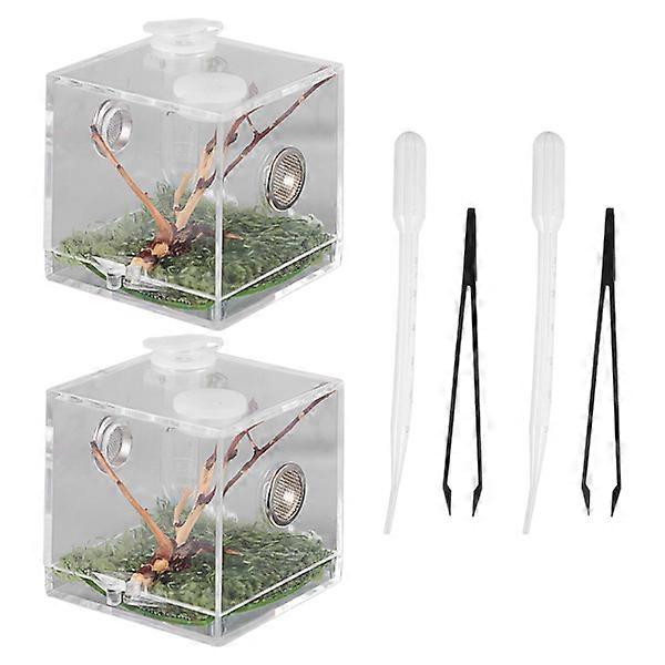 1 Set of Jumping Spider Enclosure Box Spider Habitat Box Acrylic Insects Feeding Case