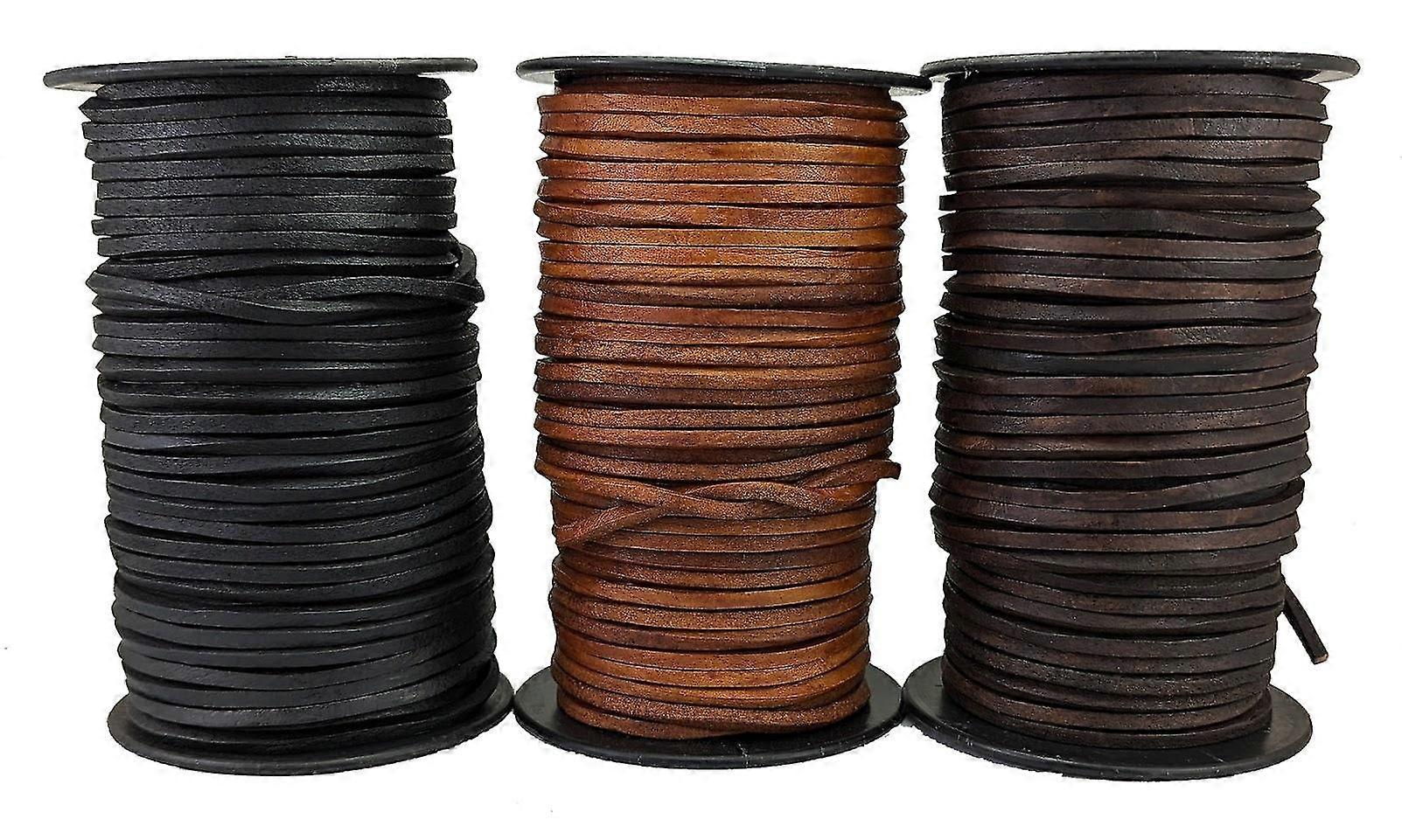 Black Brown And Dark Brown Leather Cord 4 Mm Square