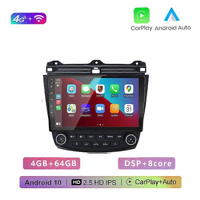 2din Android 10 car radio multimedia video player Carplay Auto GPS navigation no dvd for Honda Accord 7 2003 2004 2005 2006-2008