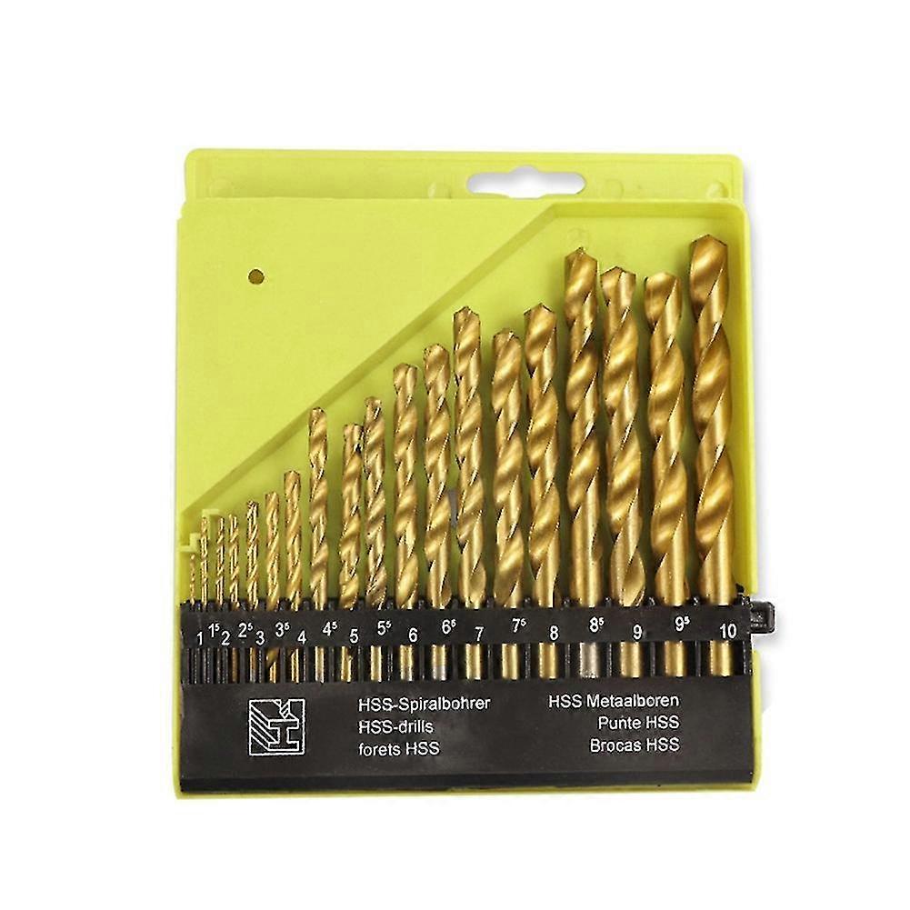 Hss Twist Drill Bit Set 1.0-10mm Titanium Coated Drill Bit 19pcs Round Shank Hole Cutter Woodworkin