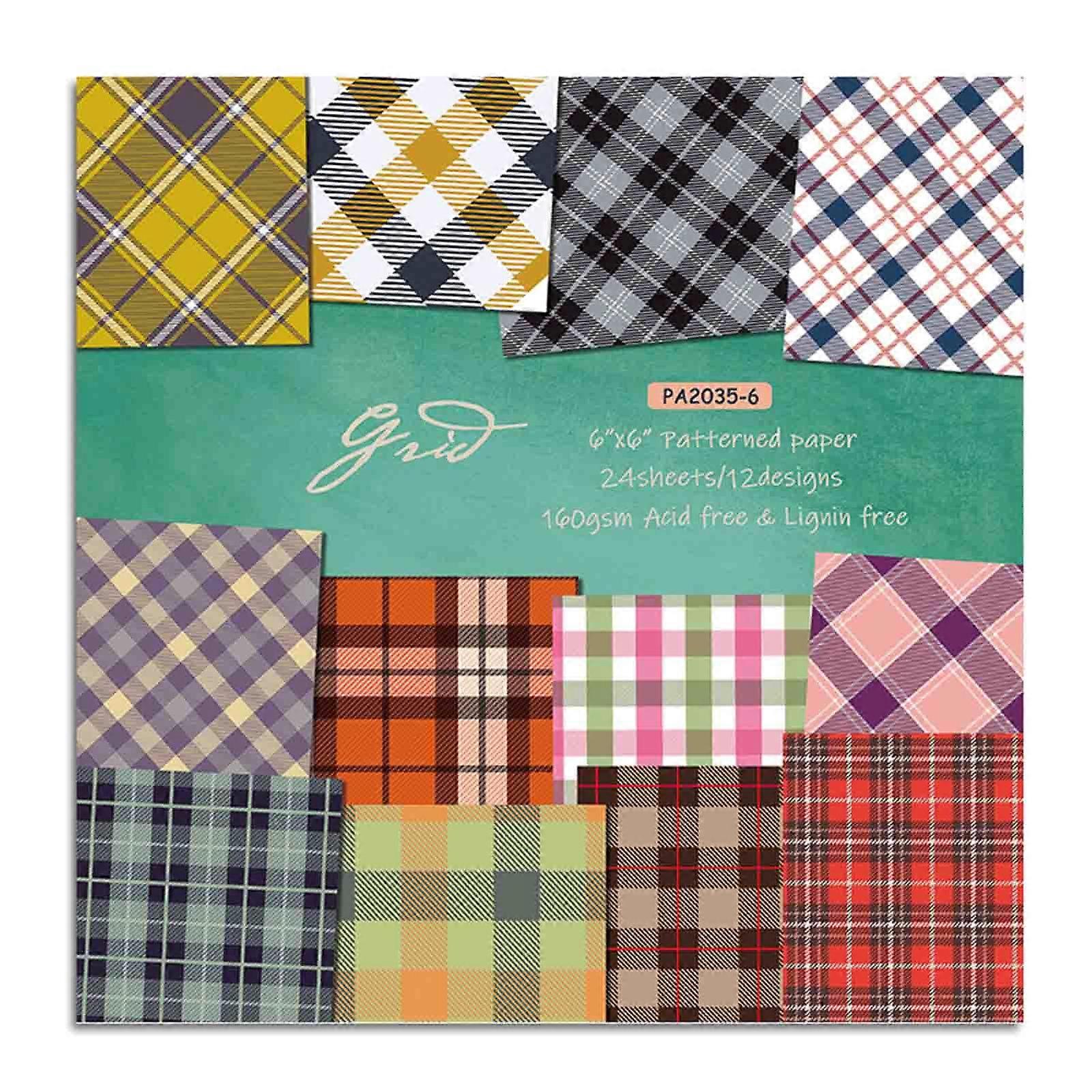  Pattern Paper Set of 24  6in Plaid Patterned Cardstock Present