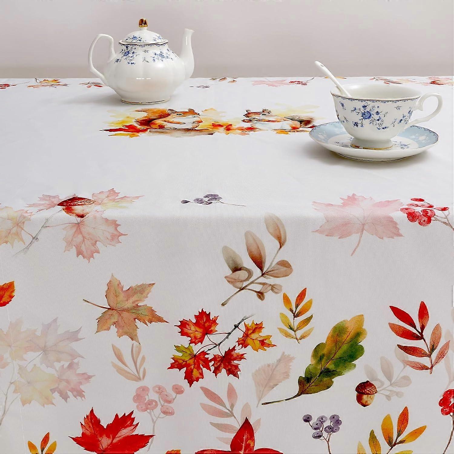 Fall Leaves Tablecloth Waterproof, Table Cloth Rectangle, Stain Resistant Fabric Table Cloths for Kitchen Table Party Picnic Dinner Thanksgiving Decor