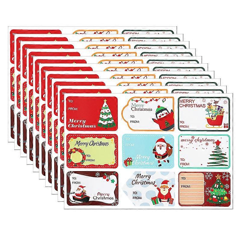 10Sheets Christmas Sticker Name Tags Gift Box Packaging Decoration Paper Label Sticker 2024 Merry Christmas Decor New Year 2025