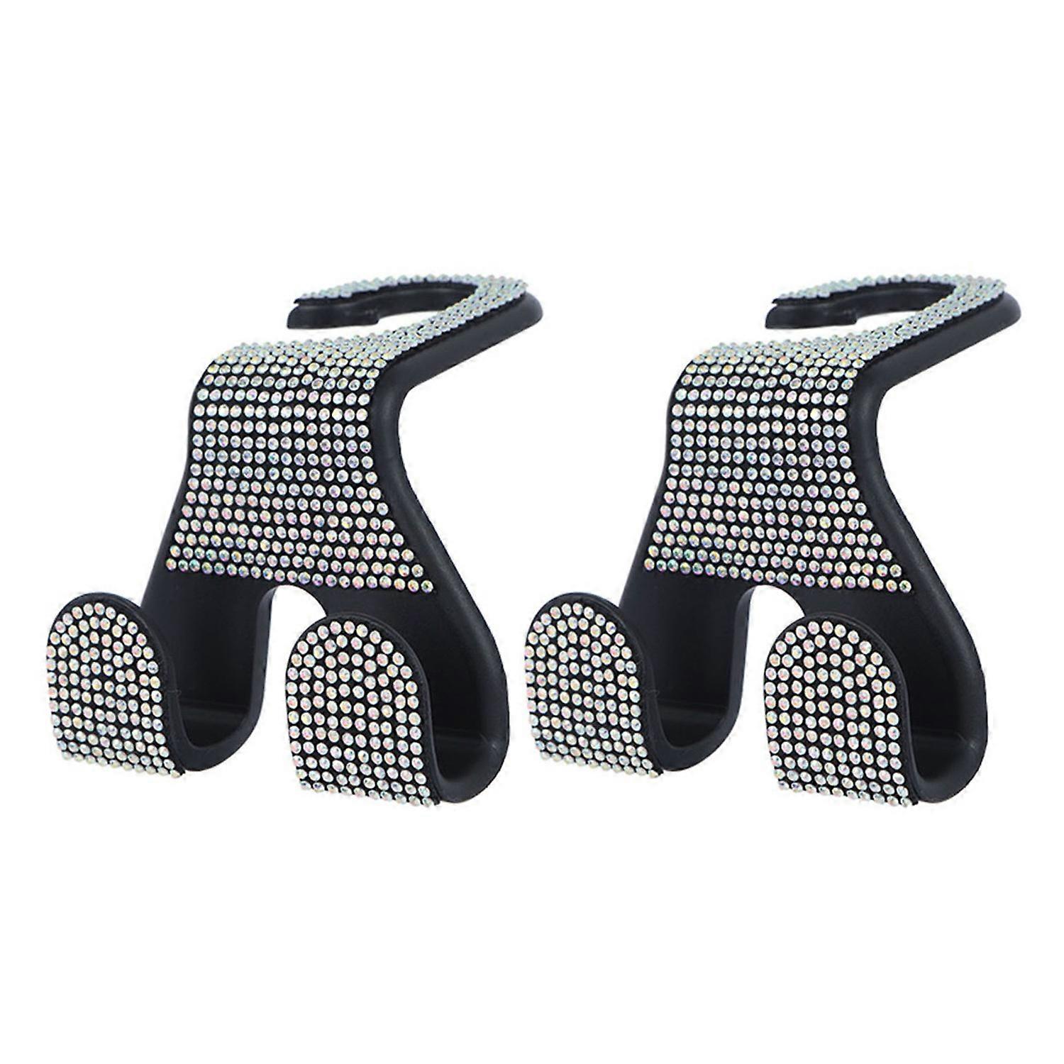 2Pcs Car Headrest Hooks Sparkling Purse Hanger Strong Load-bearing Not Easily Deformed Rhinestones