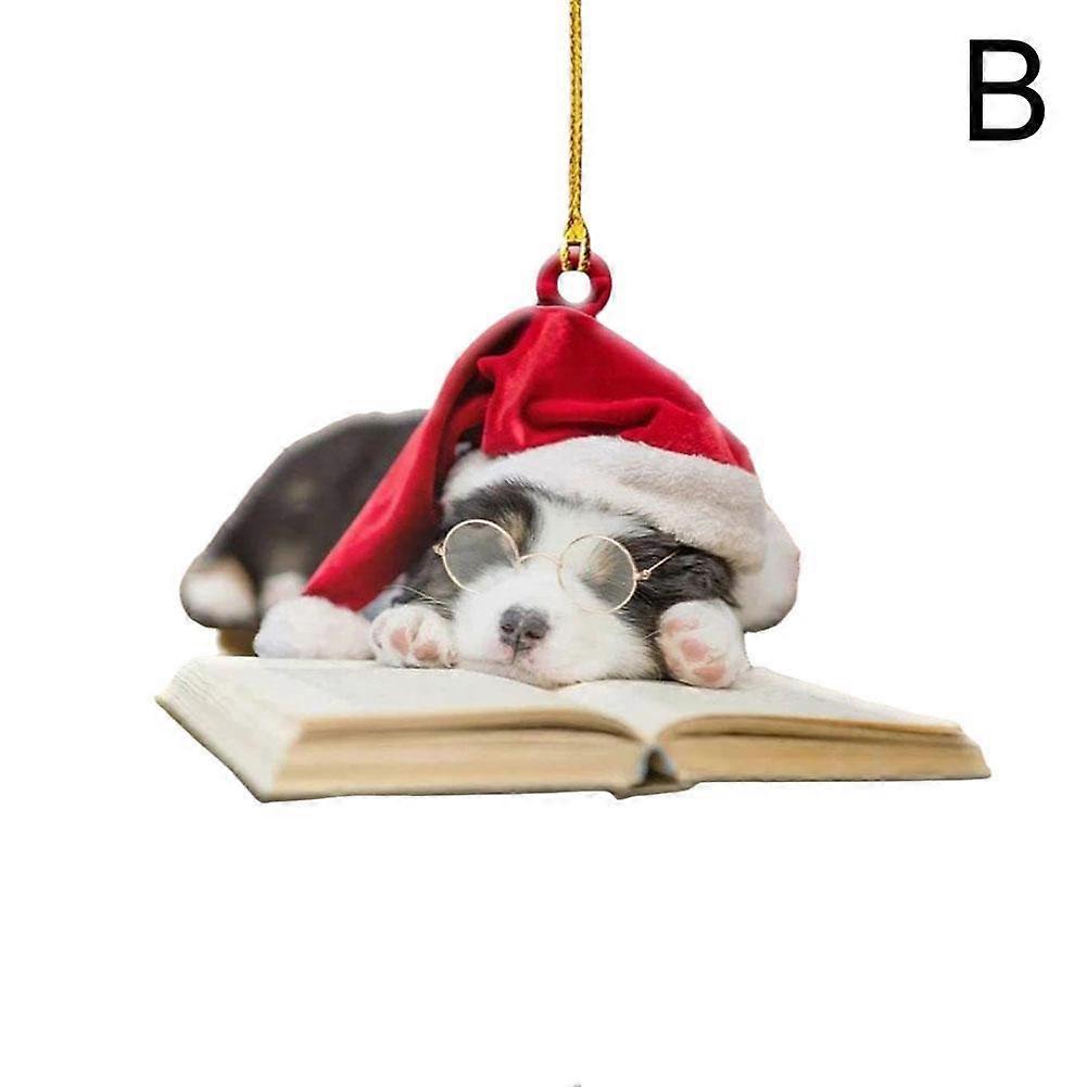 Christmas Tree Shape Bookshelf Pendant, Dog Christmas Ornament Hanging Pendant