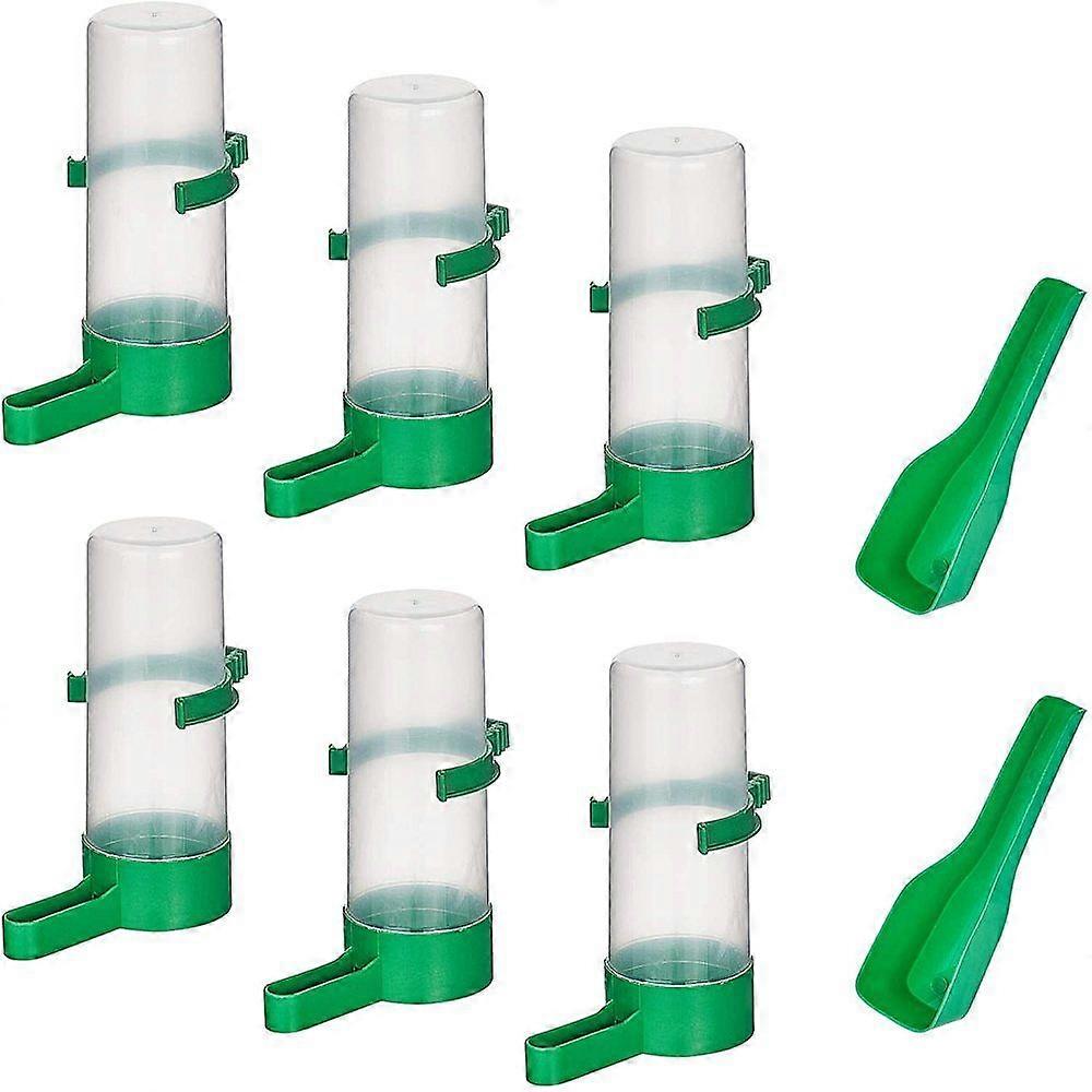 Automatic Bird Water Bottle 6 Pcs 140ml Automatic Bird Feeder and 2 Pcs Plastic Pet Food Scoops Bird Water Bottle Drinker Container Food Dispenser Han