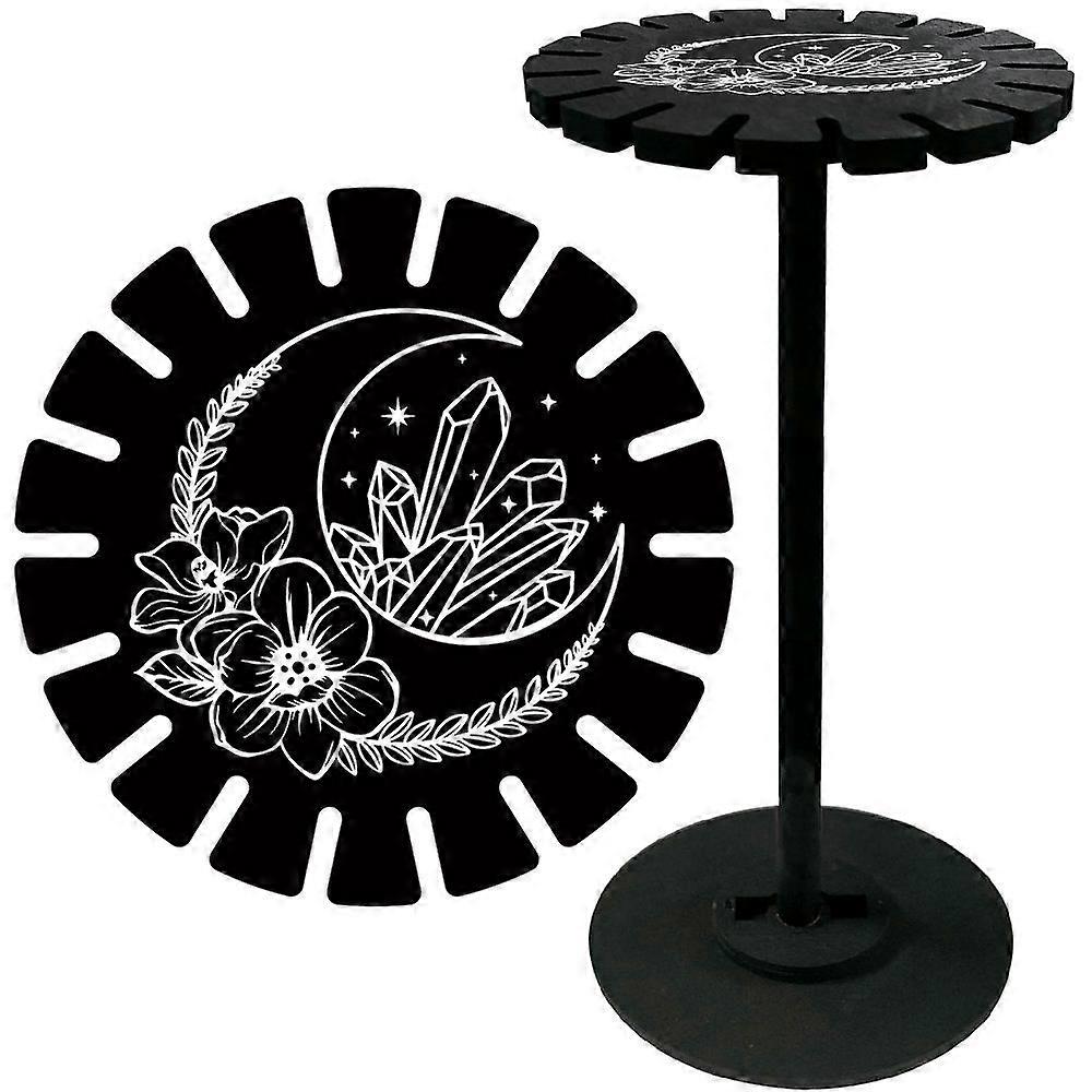 Moon Pendulum Crystal Holder Flower Divination Dowsing Wheel Black Display Stand Shelf Vintage Rome Witch Stuff Wooden Organizer Rack with Studdle for
