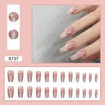 Temperament Cat Eye Valse Nagels Roze Glitter Valentijnsdag Druk op Nagels Lijm Modellen