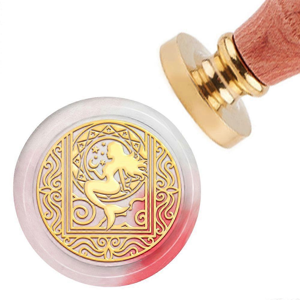 1Set Brass Wax Seal Stamp with Handle for DIY Scrapbooking Mermaid Pattern 3.5x1.18 inch(8.9x3cm)
