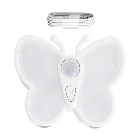 LED Butterfly Night Light Adjustable Brightness USB Rechargeable Smart Motion Sensor Wireless