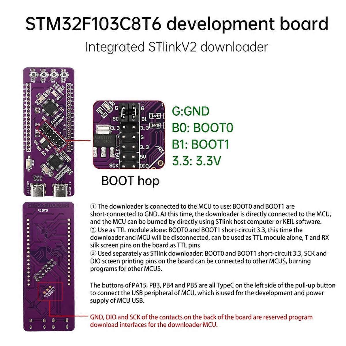 STM32F103C8T6 Development Board System Board Integration -LINK V2 Simulation Burner TTL Serial Port