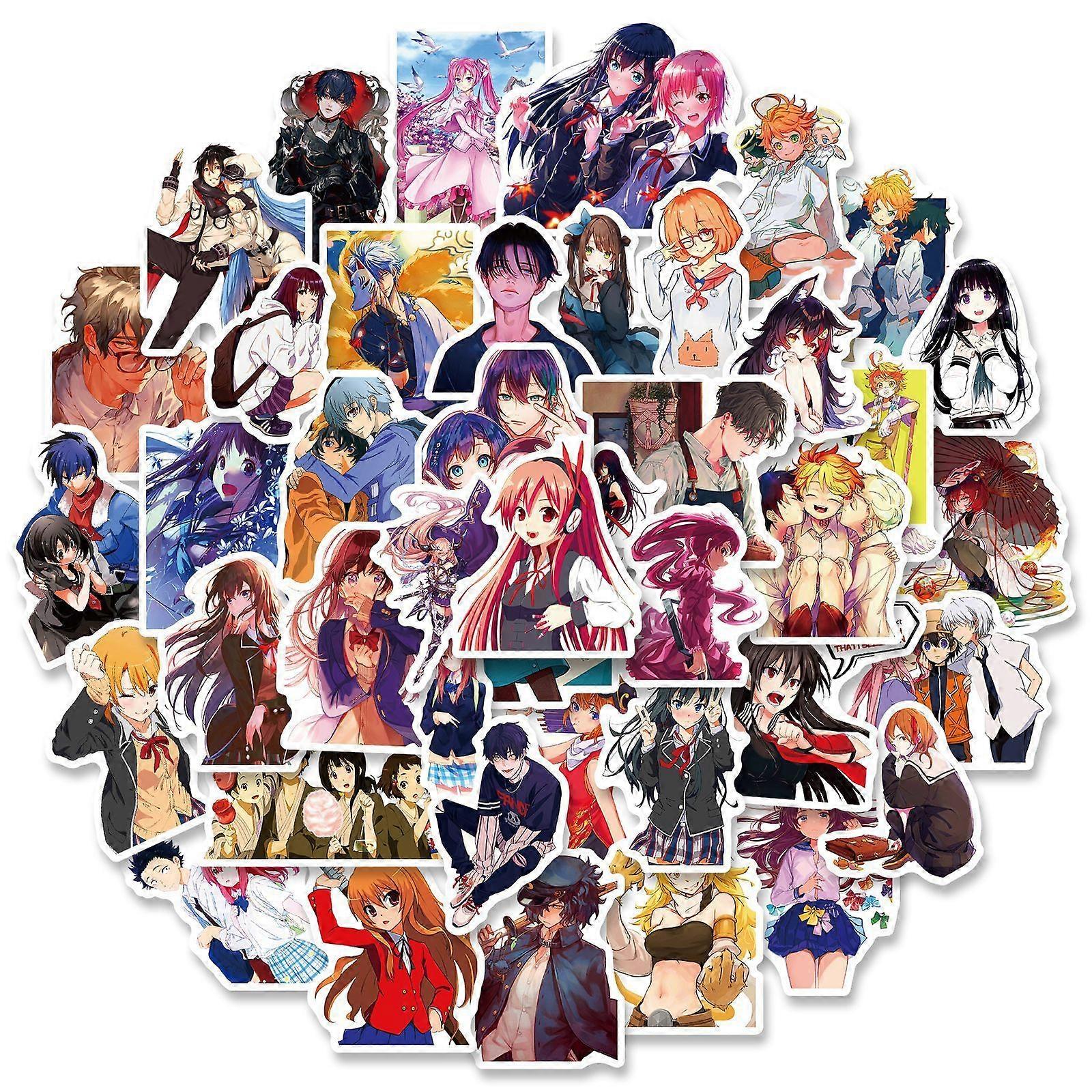 Cartoon Anime Characters Stickers, Set of 50, Waterproof and UV Resistant, Great for All Your Gadgets