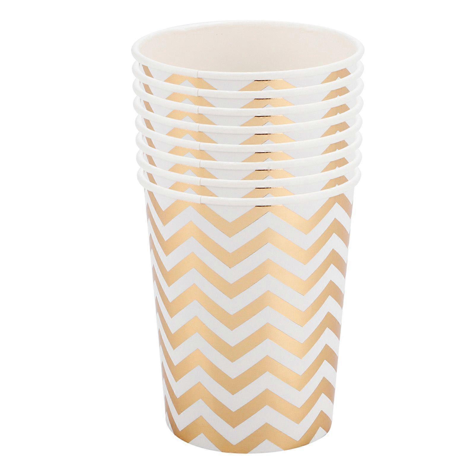 8Pcs 270ml Double Layer Disposable Paper Cups Drinking Cup Birthday Party Decoration Supplies8Pcs 270ml Double Layer Gold Stamping Wave