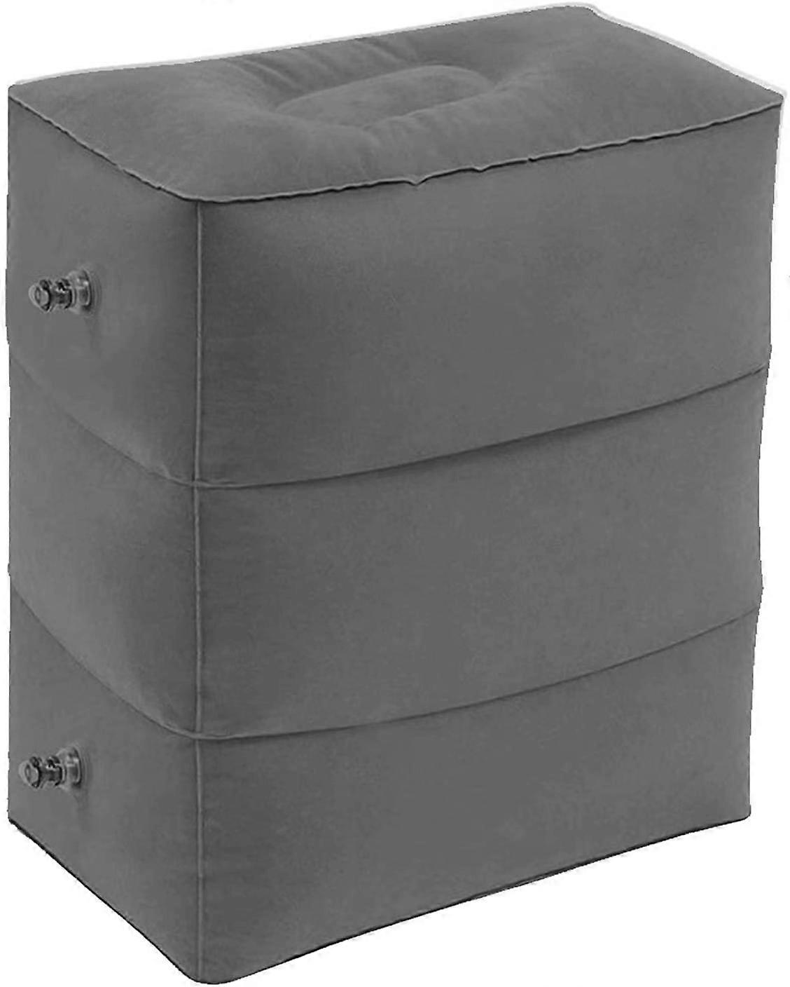 Inflatable foot rest pillow, adjustable height, dark grey