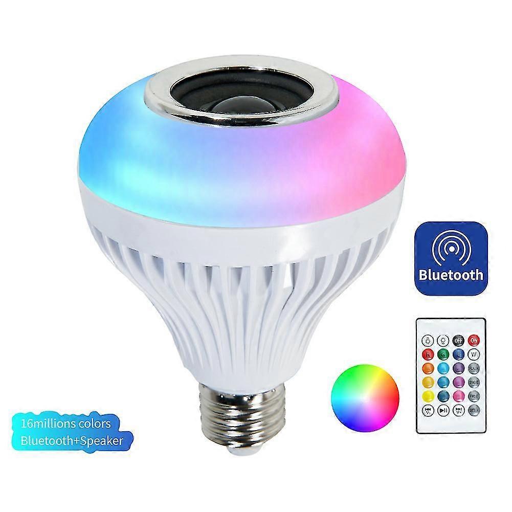 Wireless Bluetooth-compatible E27 LED Light Bulb Music Playing Lamp with Remote Control