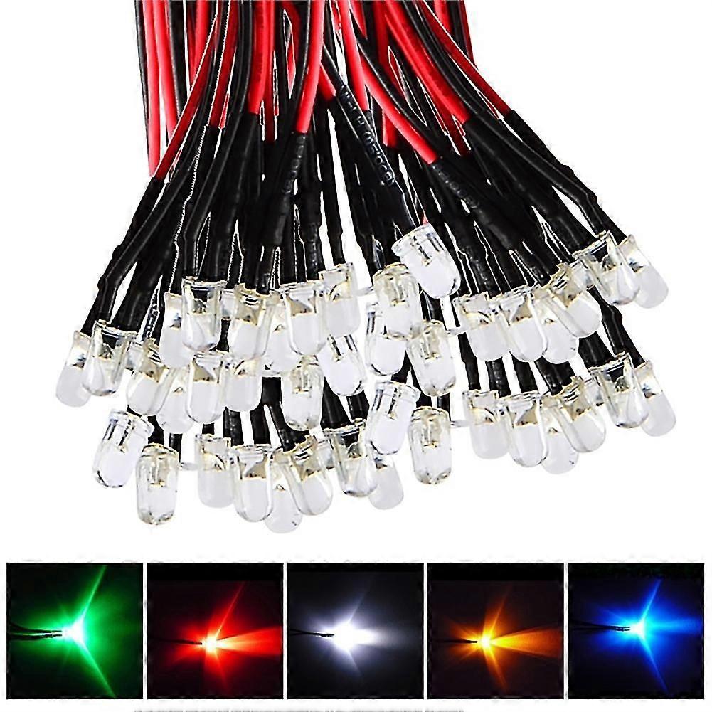 10Pcs 20cm 3mm/5mm LED Lamp Cable Bulb Pre-wired DC Emitting Diode Light