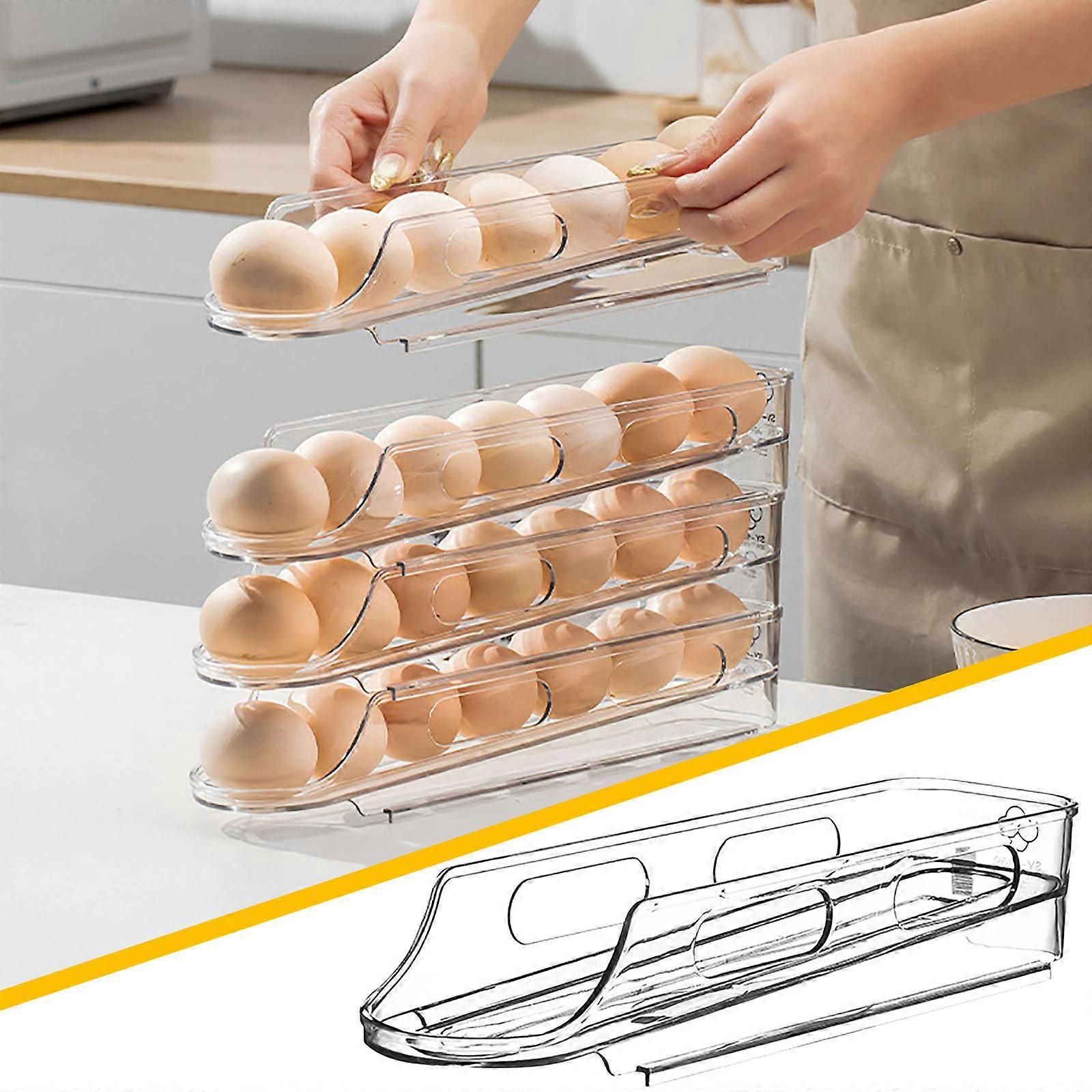 Eggs Storage Box Refrigerator With Side Door Fresh-keeping Box Eggs Dispenser Space-Saving Rolling Eggs Dispenser And Organizer