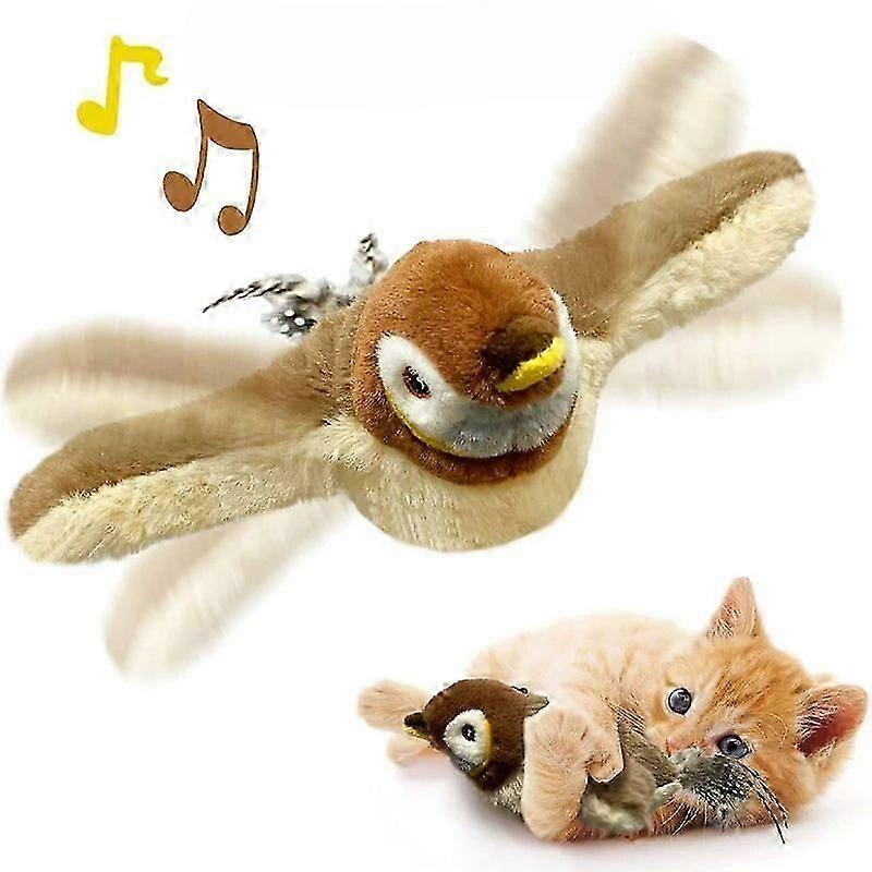 Electronic Interactive Bird Cat Toy Hanging Pet Flapping Sparrow