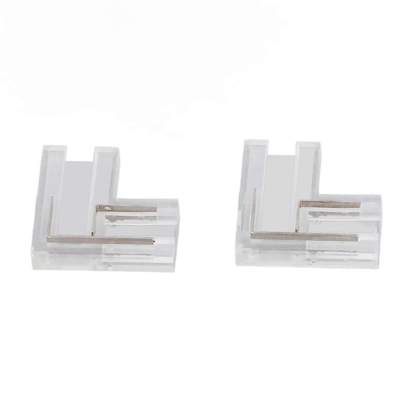 20Pcs FCOB COB Connector Transparent L Corner Shaped 8mm 0.31in 2 Pin V+v‑ Single Color LED Strip Connector