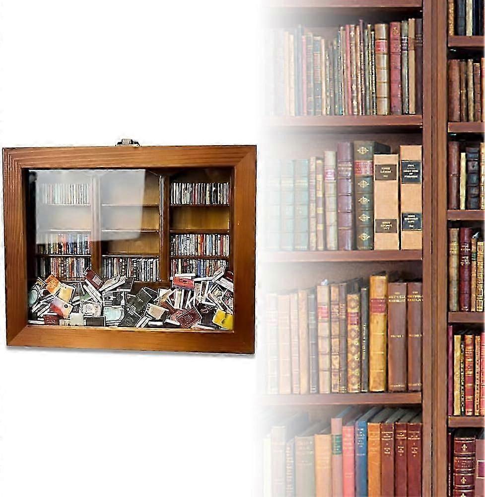 رف كتب ExquisiteAnxiety | تخلص من قلقك ، وتخلص من قلقك ، رف كتب خشبي مصغر مصنوع يدويا ، رف كتب إبداعي مضاد للقلق