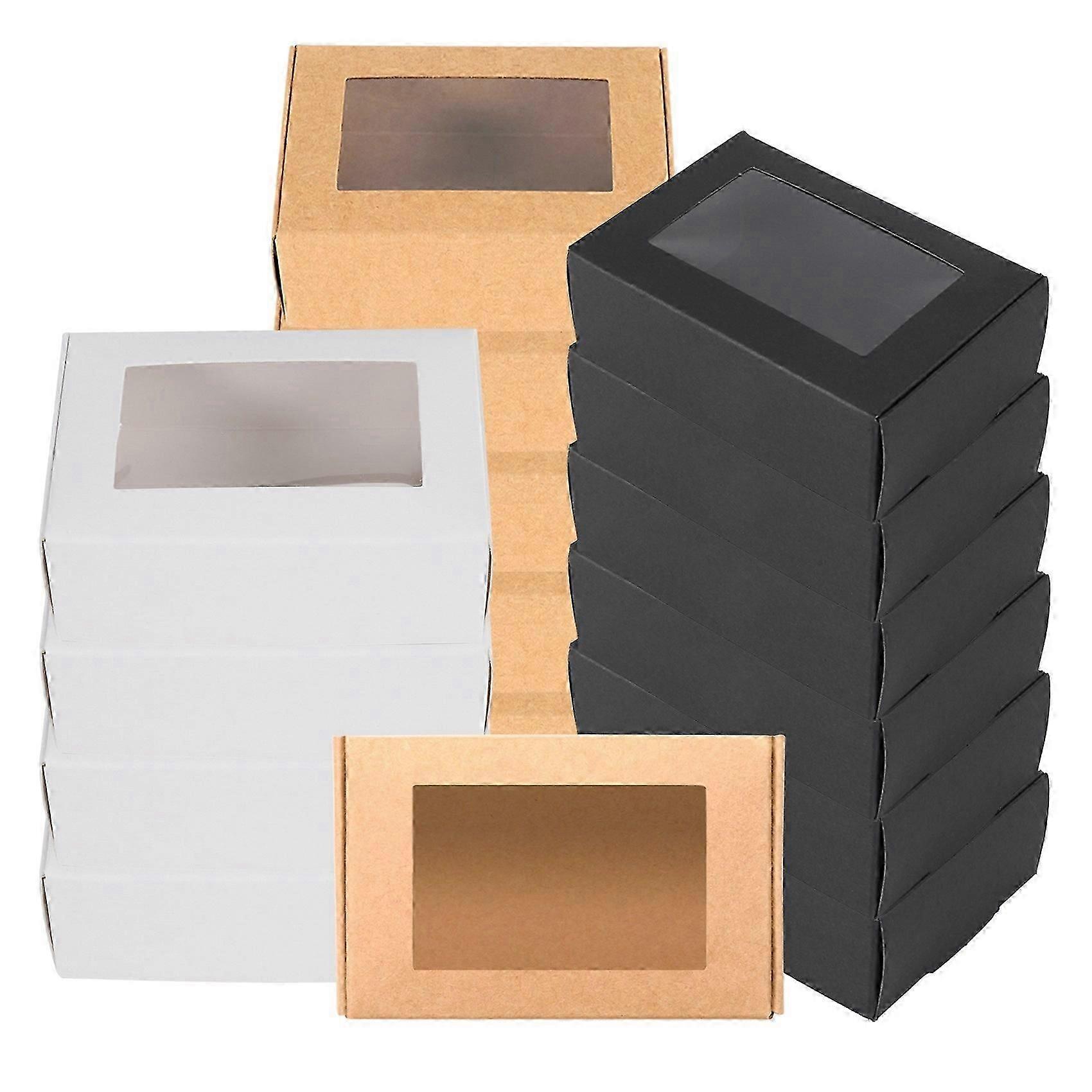 30 Pcs Mini Kraft Paper Box with Window Present Packaging Box Treat Box suitable for Soap Treat Bakery Candy