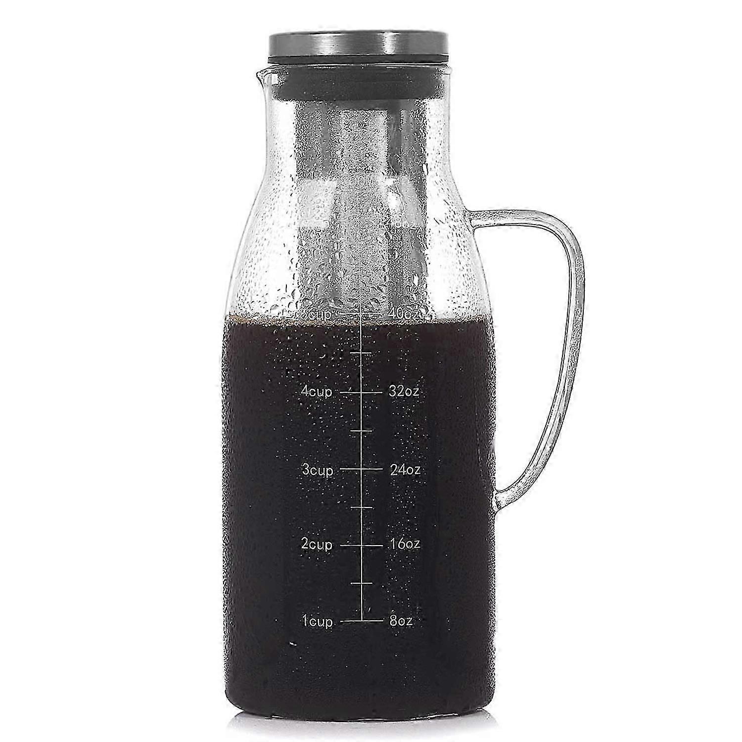 Cold Brew Coffee Maker,Iced Tea Pitcher Infuser with Lid&Scale,Dual Use Filter Coffee Pot ,51Oz/1.5