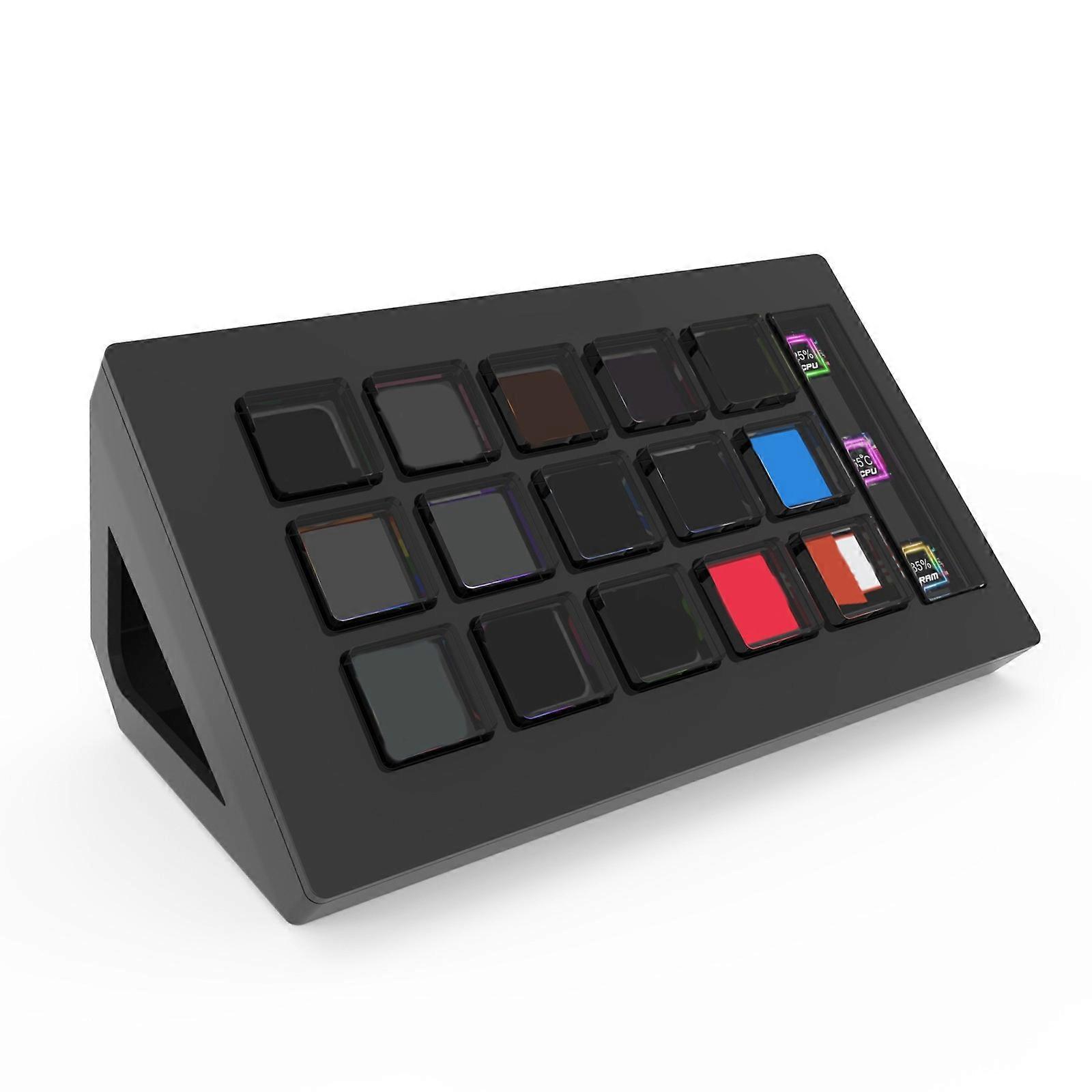 User Friendly 15 Key LCD Macro Panel for Visual Keyboards for Optimized Streaming and Multimedia Tasks  Black