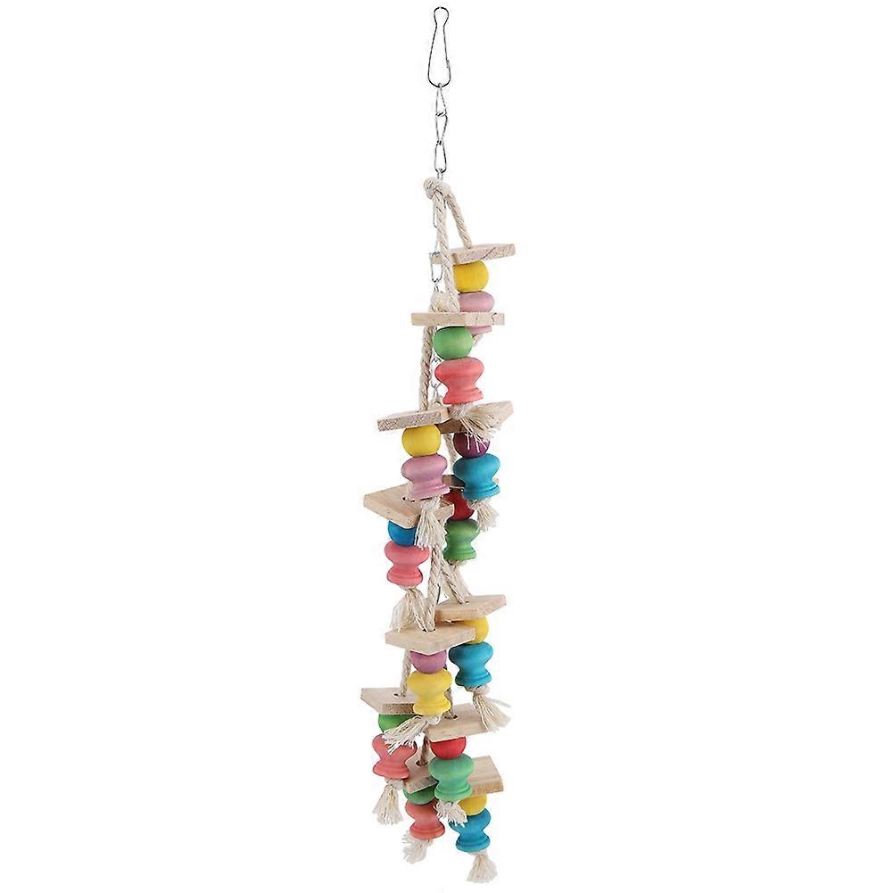 Parrot Pendant Bite Toy with Climbing Ladder and Gourd Square Piece for Birds, Durable Hanging Accessory