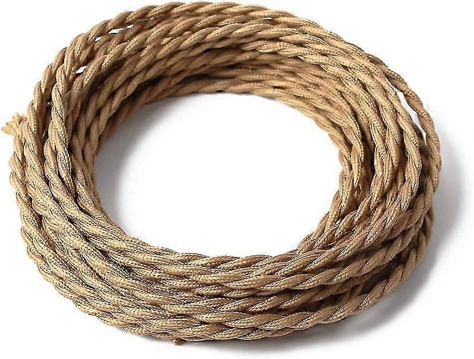 Fabric Cloth Covered Lamp Twisted Wire - 25ft - Khaki