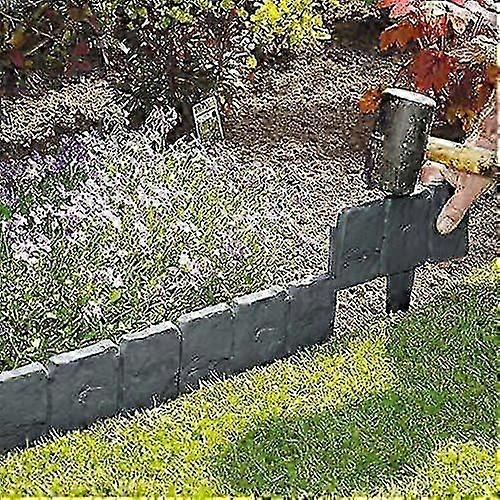 10 Pack Dark Grey Cobbled Stone Effect Garden Lawn Edging Plant Border - Simply Hammer In By