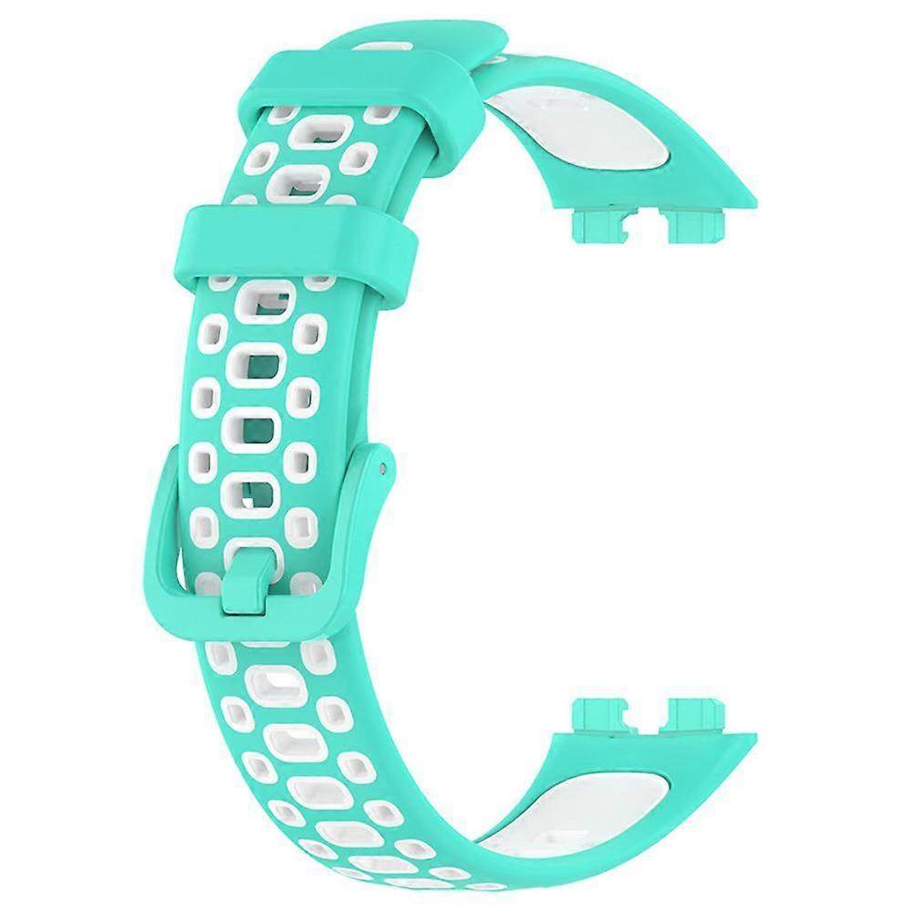 Watch Strap Watch band for HUAWEI Band 10 9 8 Universal Dual Color Replacement Strap (Cyan White)