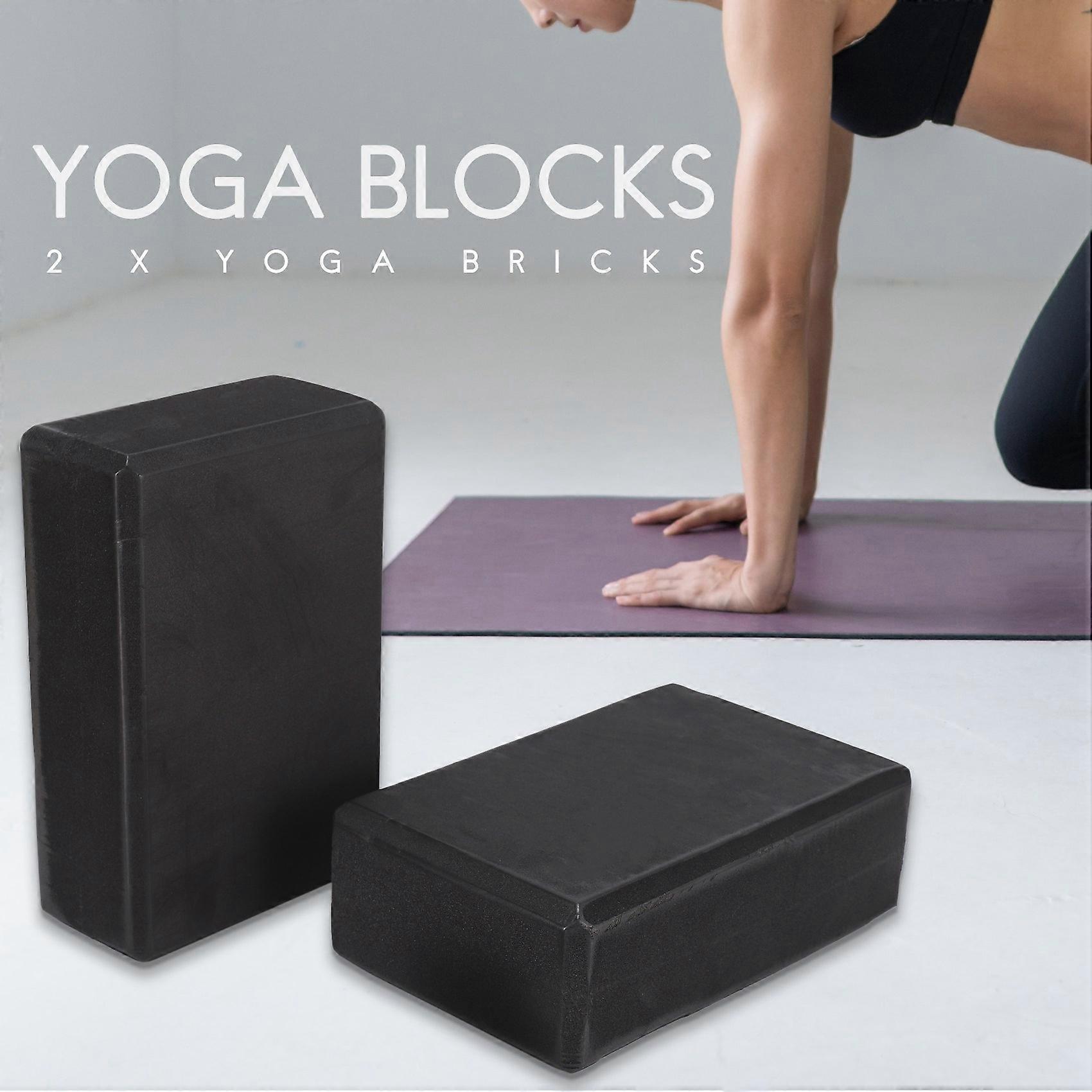 Yoga Block and Yoga Strap Set Universal Stretching Workouts Black