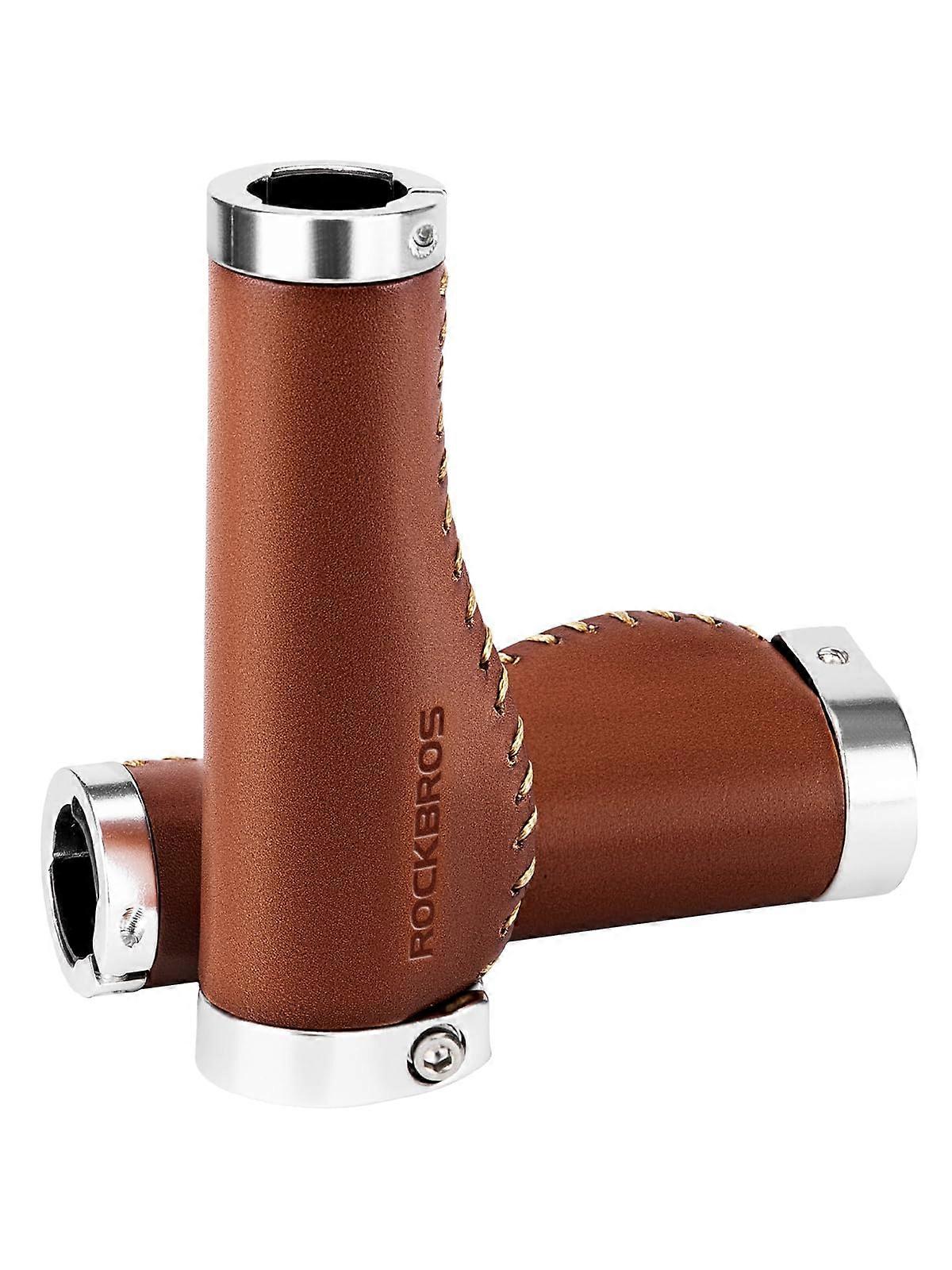 Leather Ergonomic Bike Handlebar Grips for Mountain and Road Bikes, High-Quality Leather, Comfortable and Durable Design