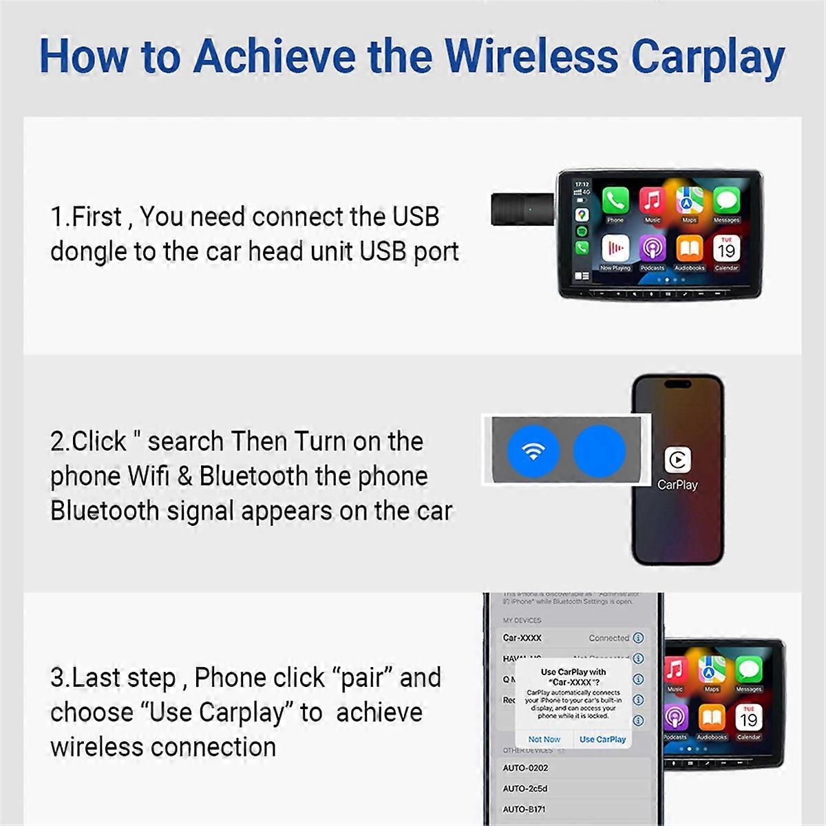 Wireless CarPlay Adapter Convert Wired to Wireless Carplay USB